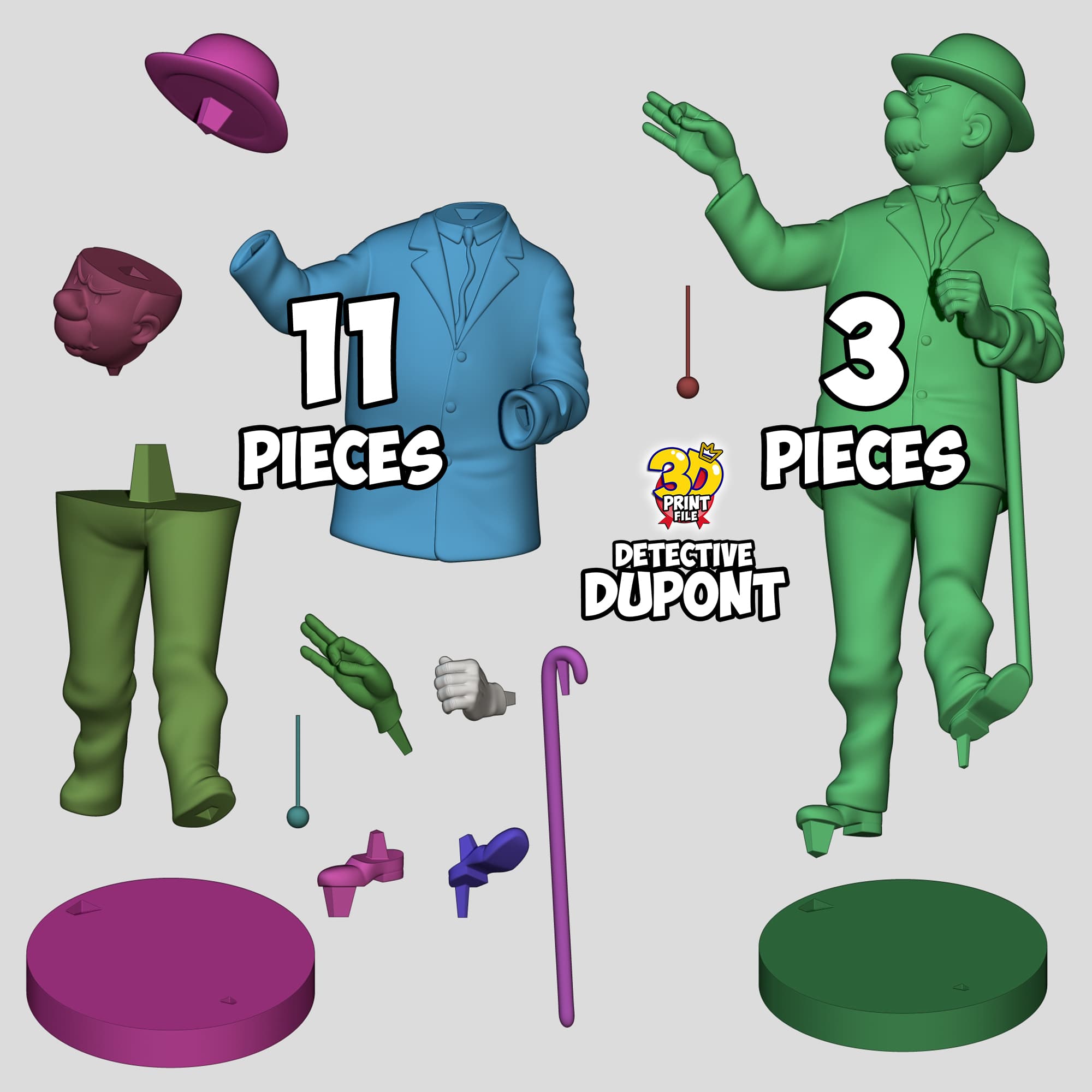 Detective Dupont 3D model Free Size