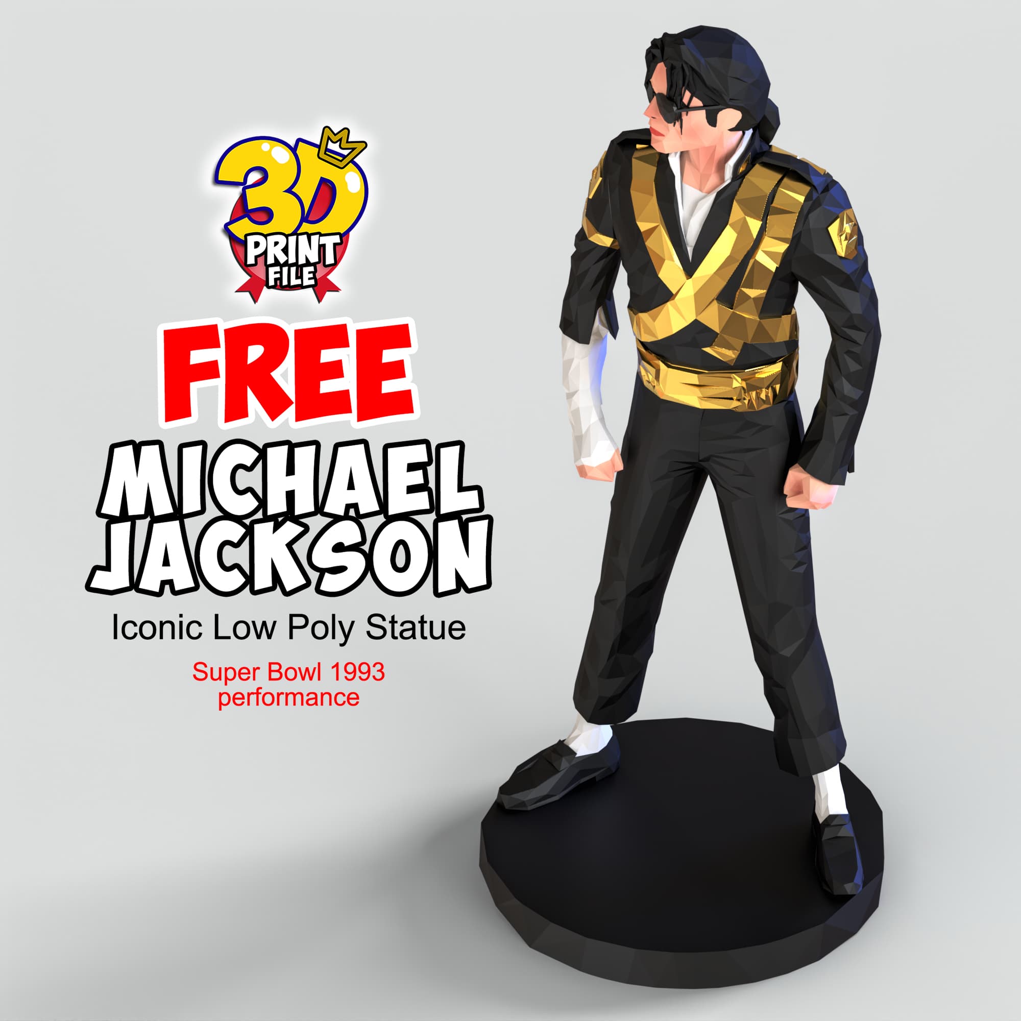 Michael Jackson – Iconic Low Poly Statue (Free Download)