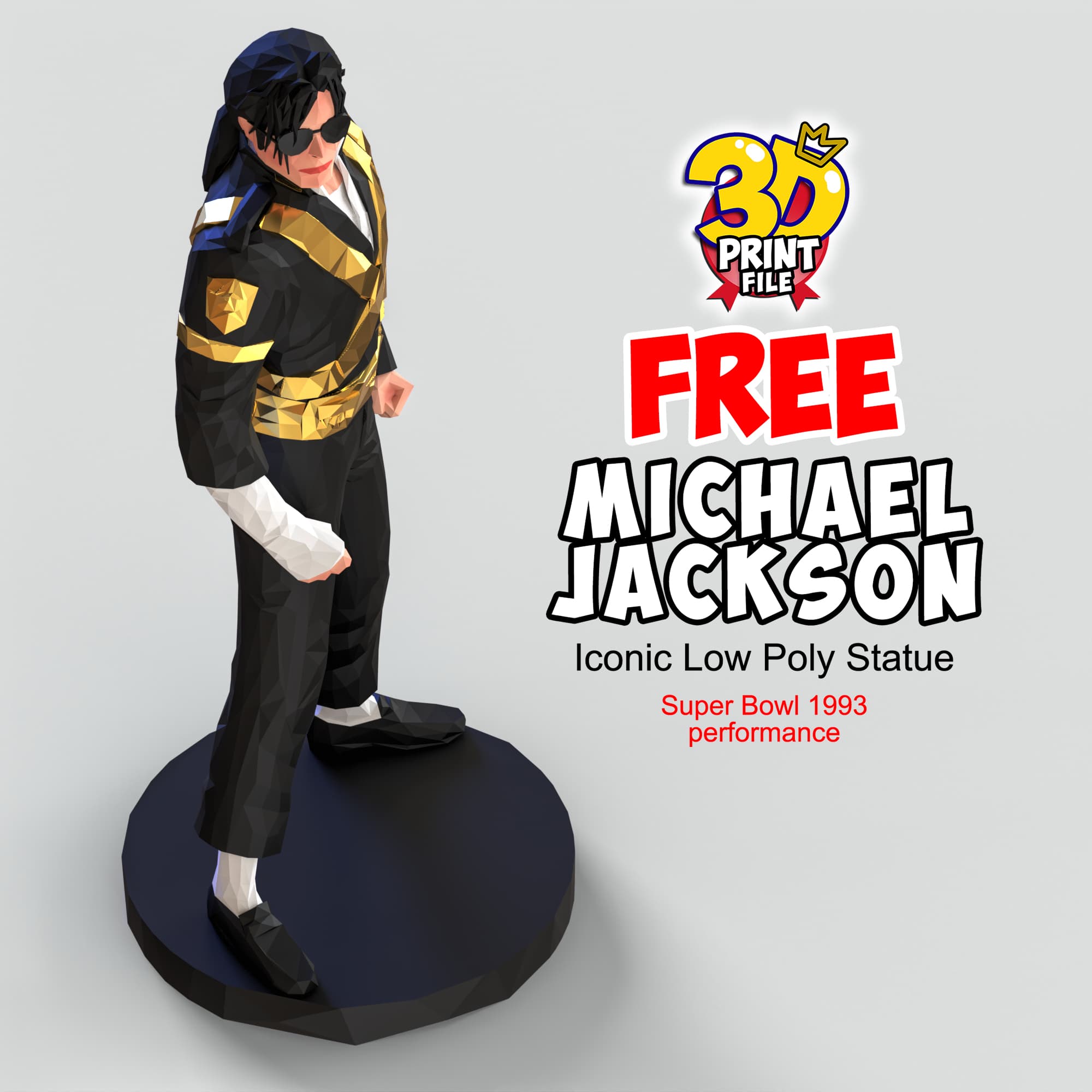 Michael Jackson – Iconic Low Poly Statue (Free Download)