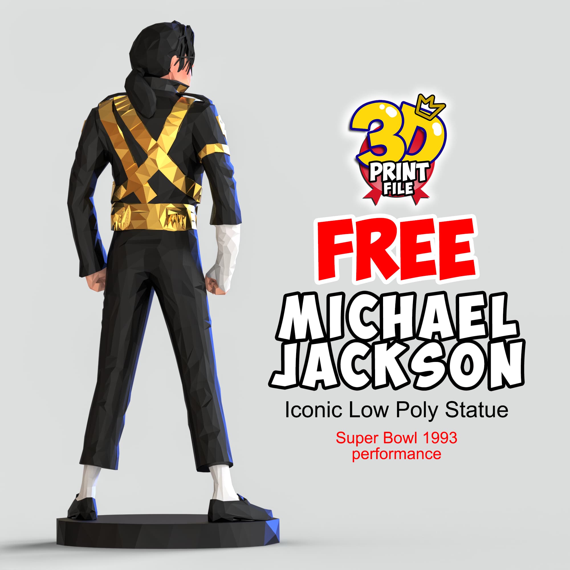 Michael Jackson – Iconic Low Poly Statue (Free Download)