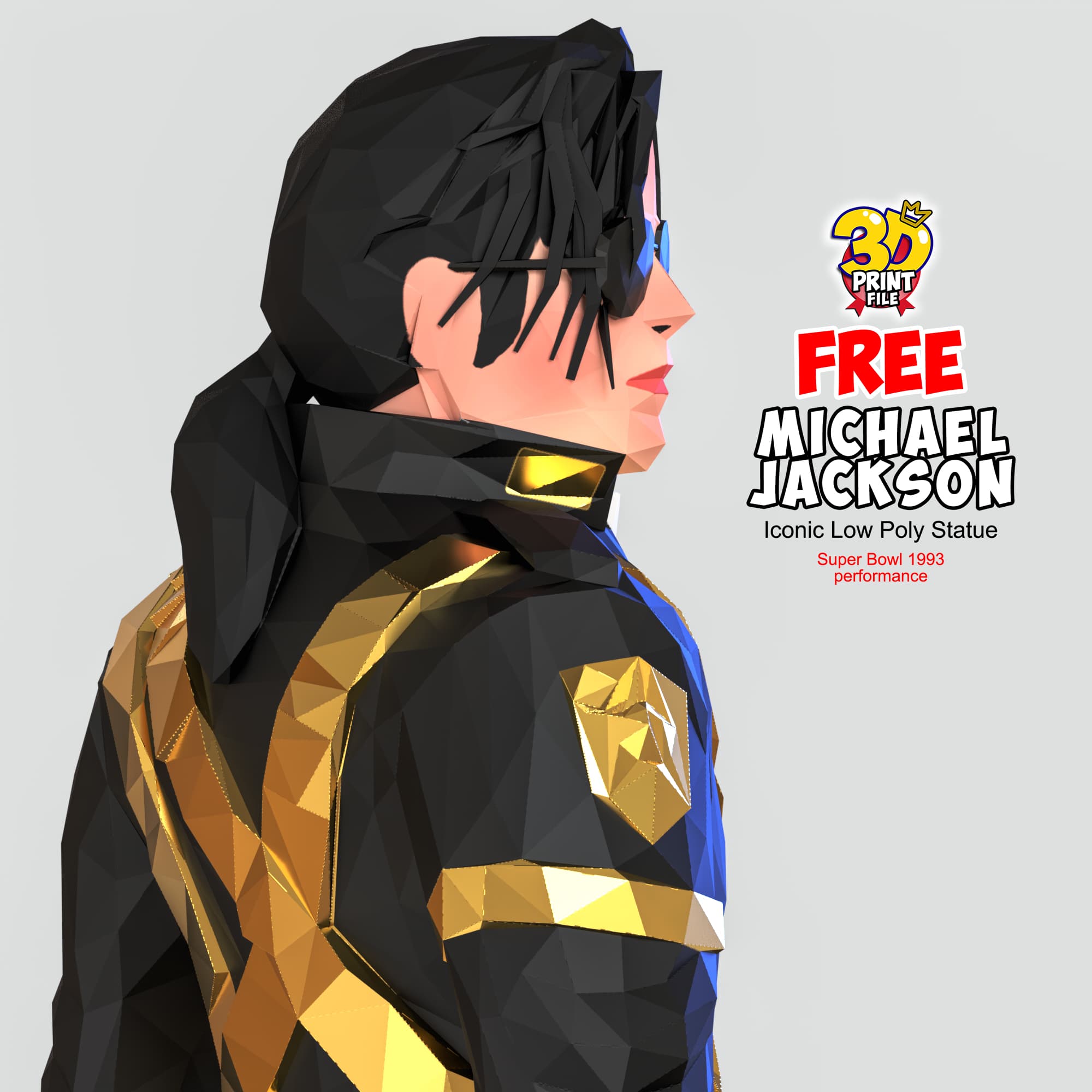Michael Jackson – Iconic Low Poly Statue (Free Download)