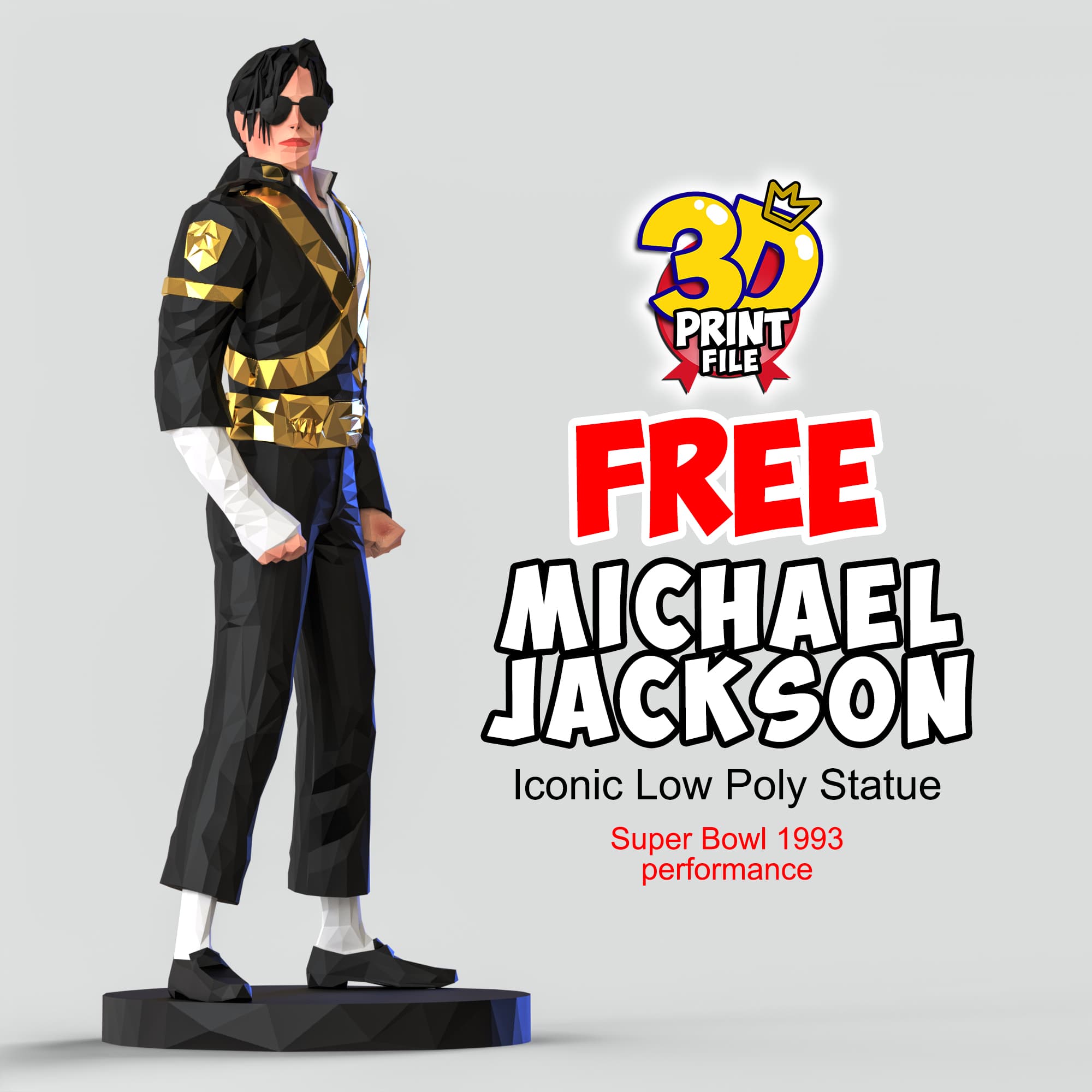 Michael Jackson – Iconic Low Poly Statue (Free Download)