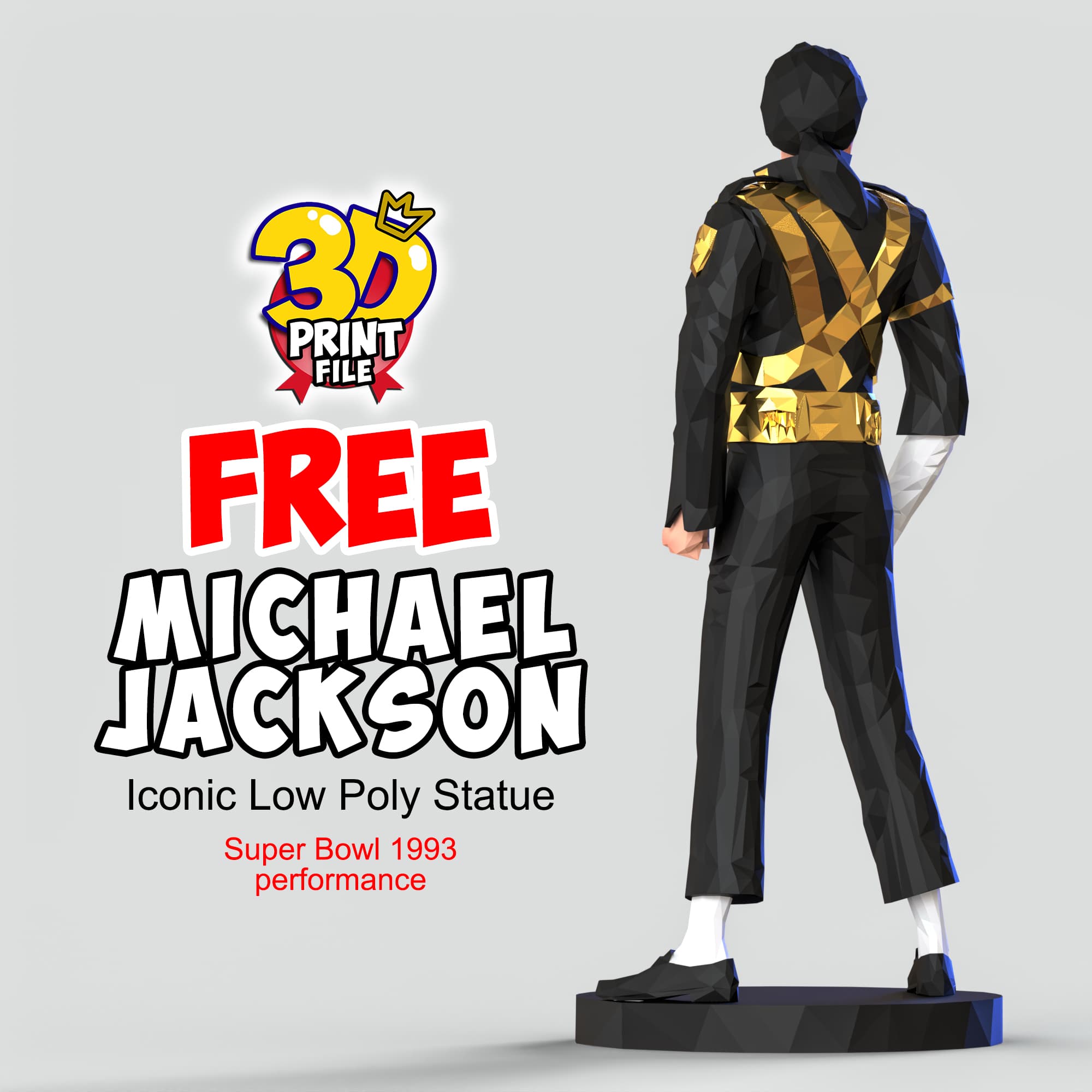 Michael Jackson – Iconic Low Poly Statue (Free Download)
