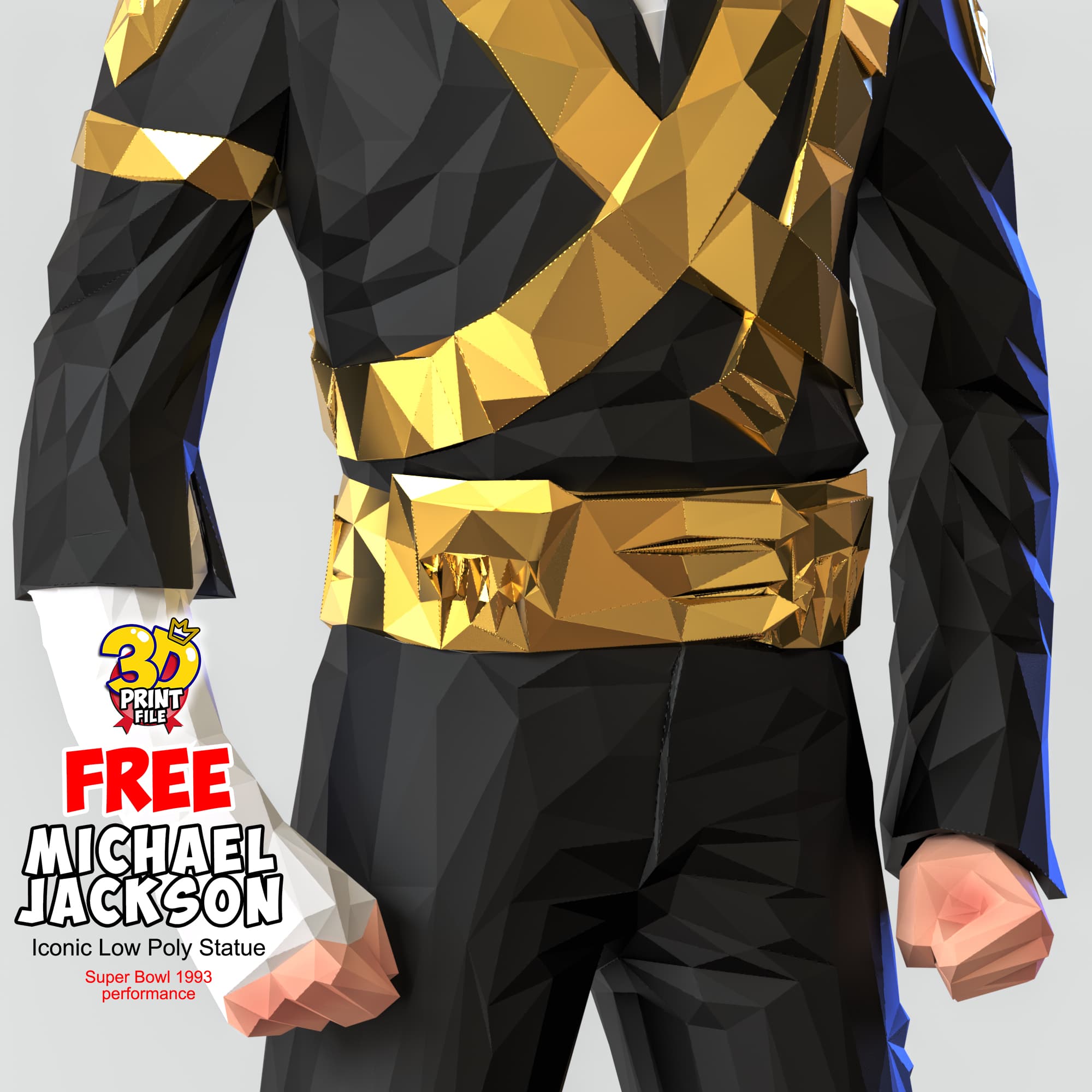 Michael Jackson – Iconic Low Poly Statue (Free Download)