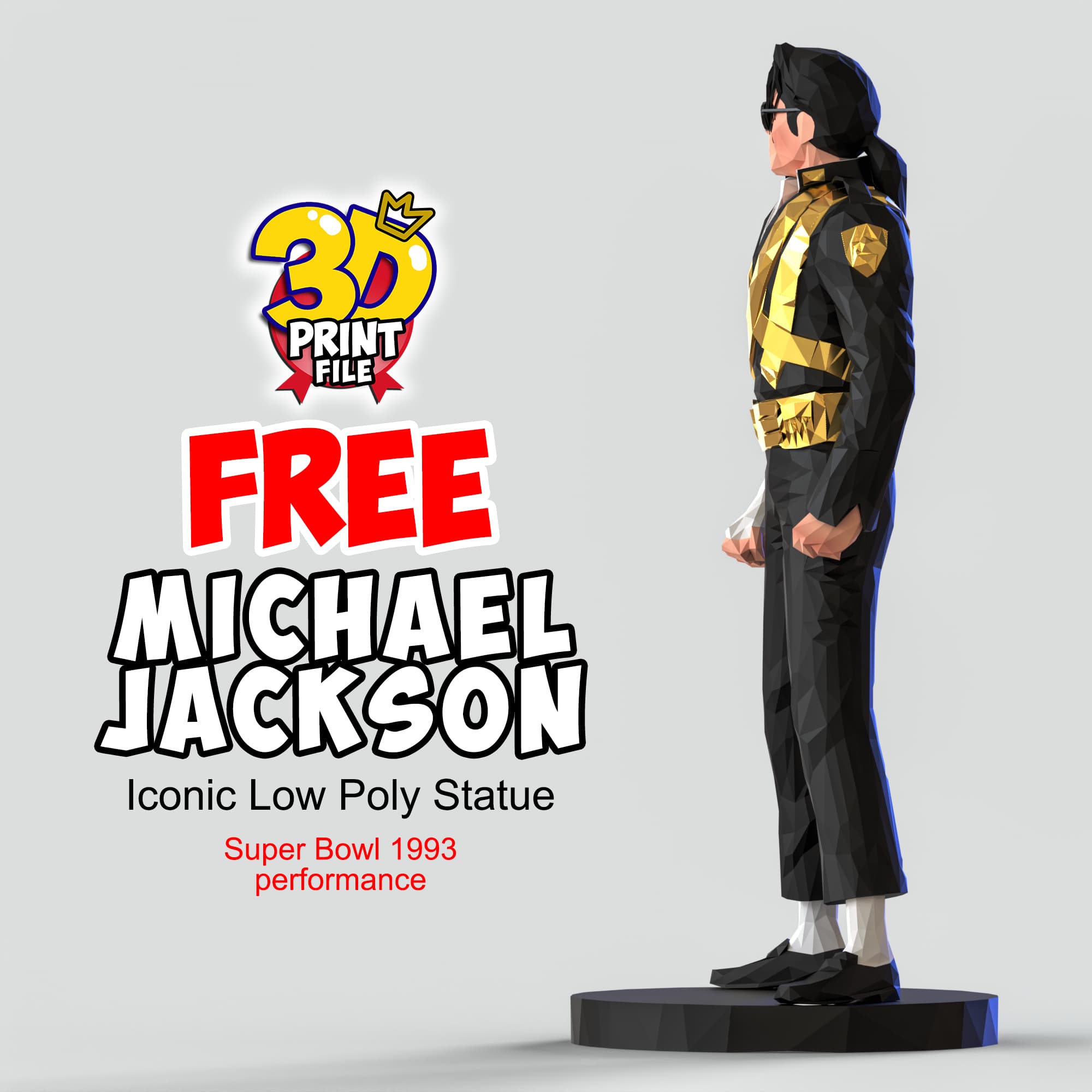 Michael Jackson – Iconic Low Poly Statue (Free Download)