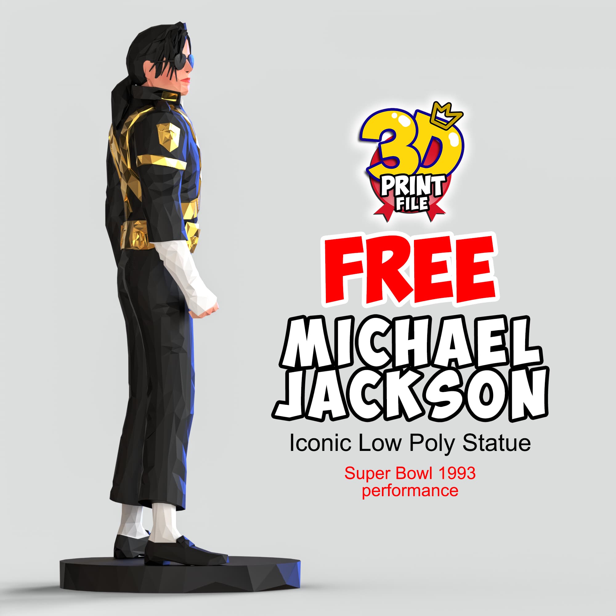 Michael Jackson – Iconic Low Poly Statue (Free Download)