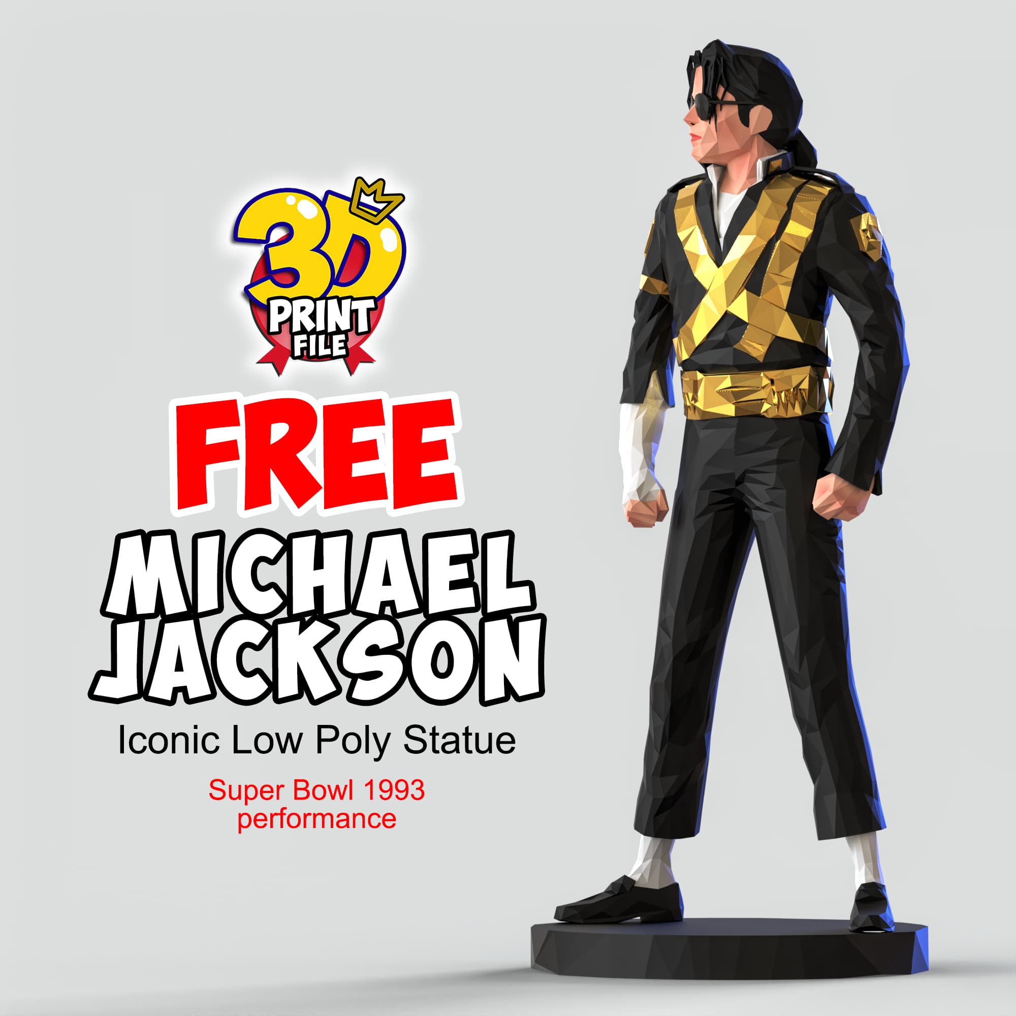 Michael Jackson – Iconic Low Poly Statue (Free Download)