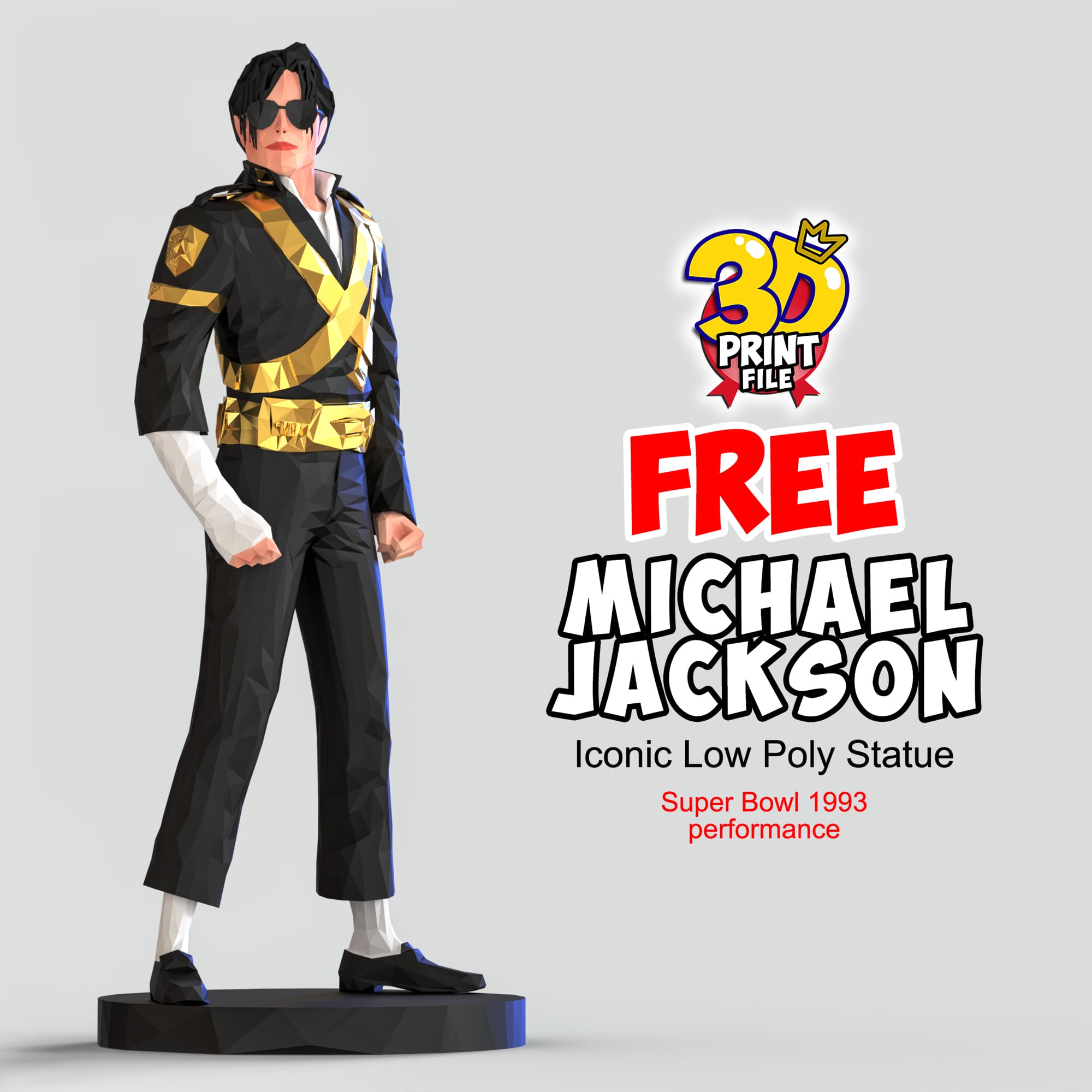 Michael Jackson – Iconic Low Poly Statue (Free Download)