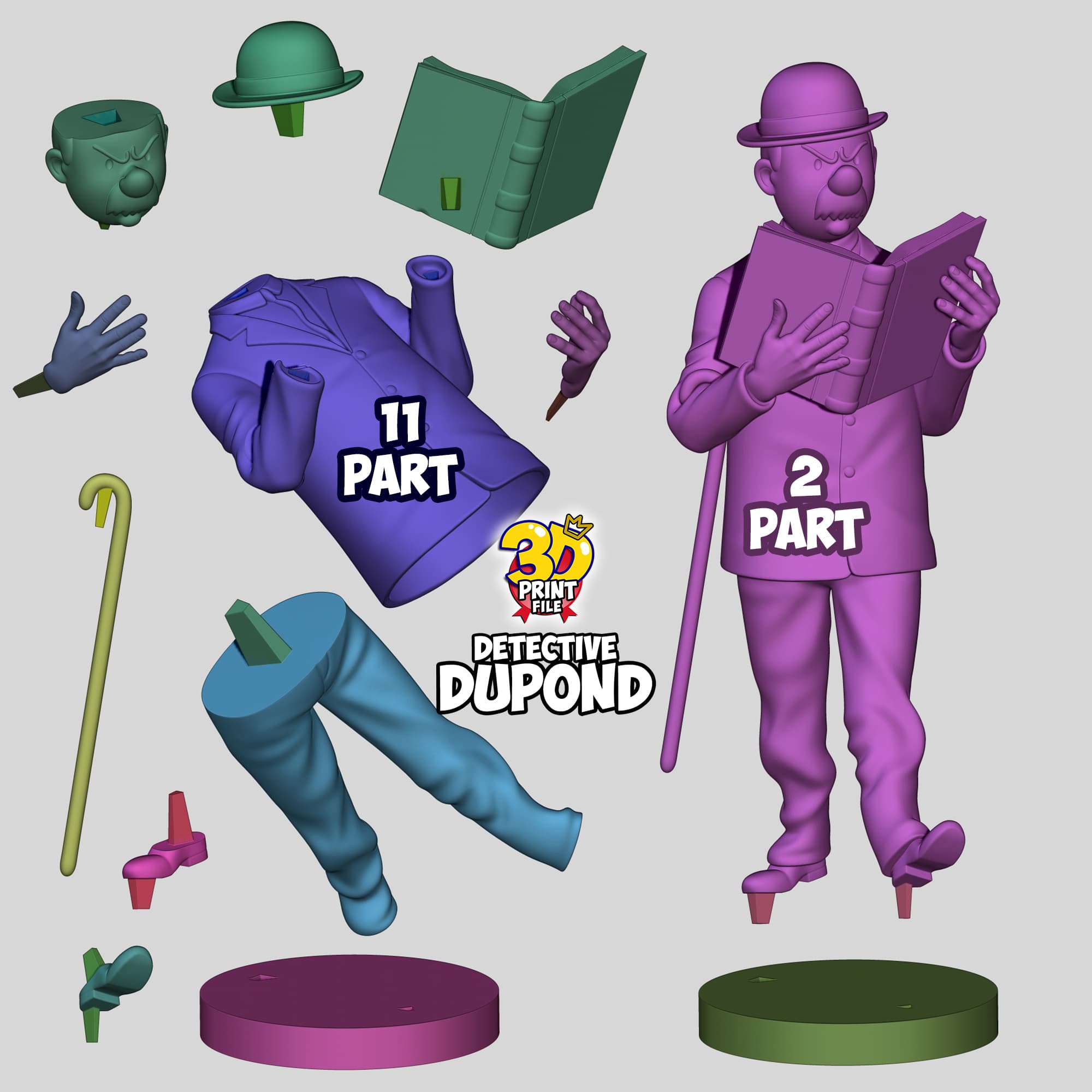 Detective Dupond 3D model Free Size