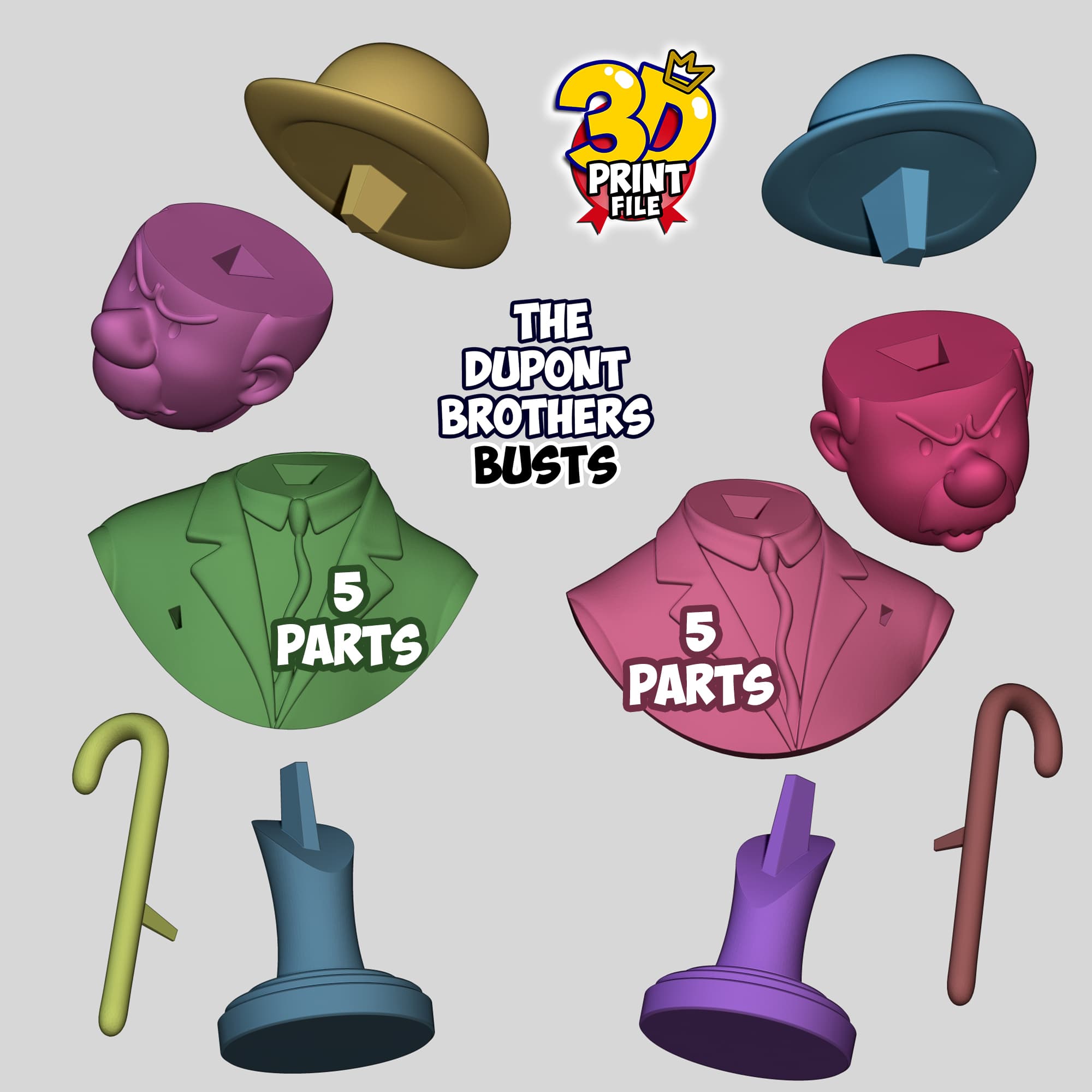 The Dupont Brothers – Stylized 3D Busts