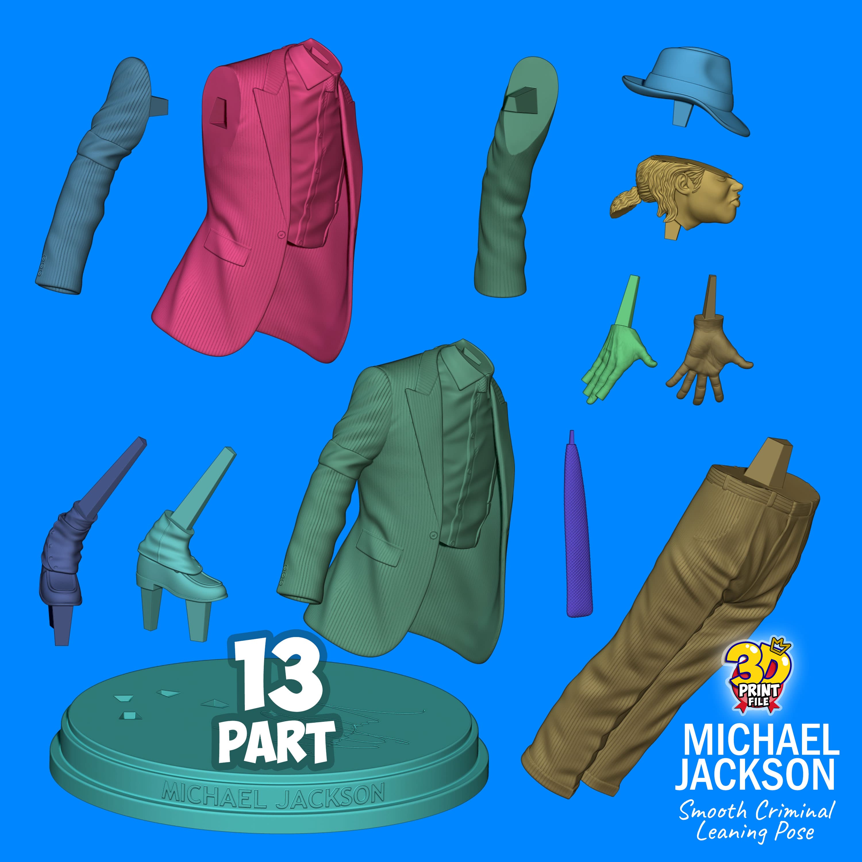 Michael Jackson 3D printable model - Smooth Criminal - leaning pose