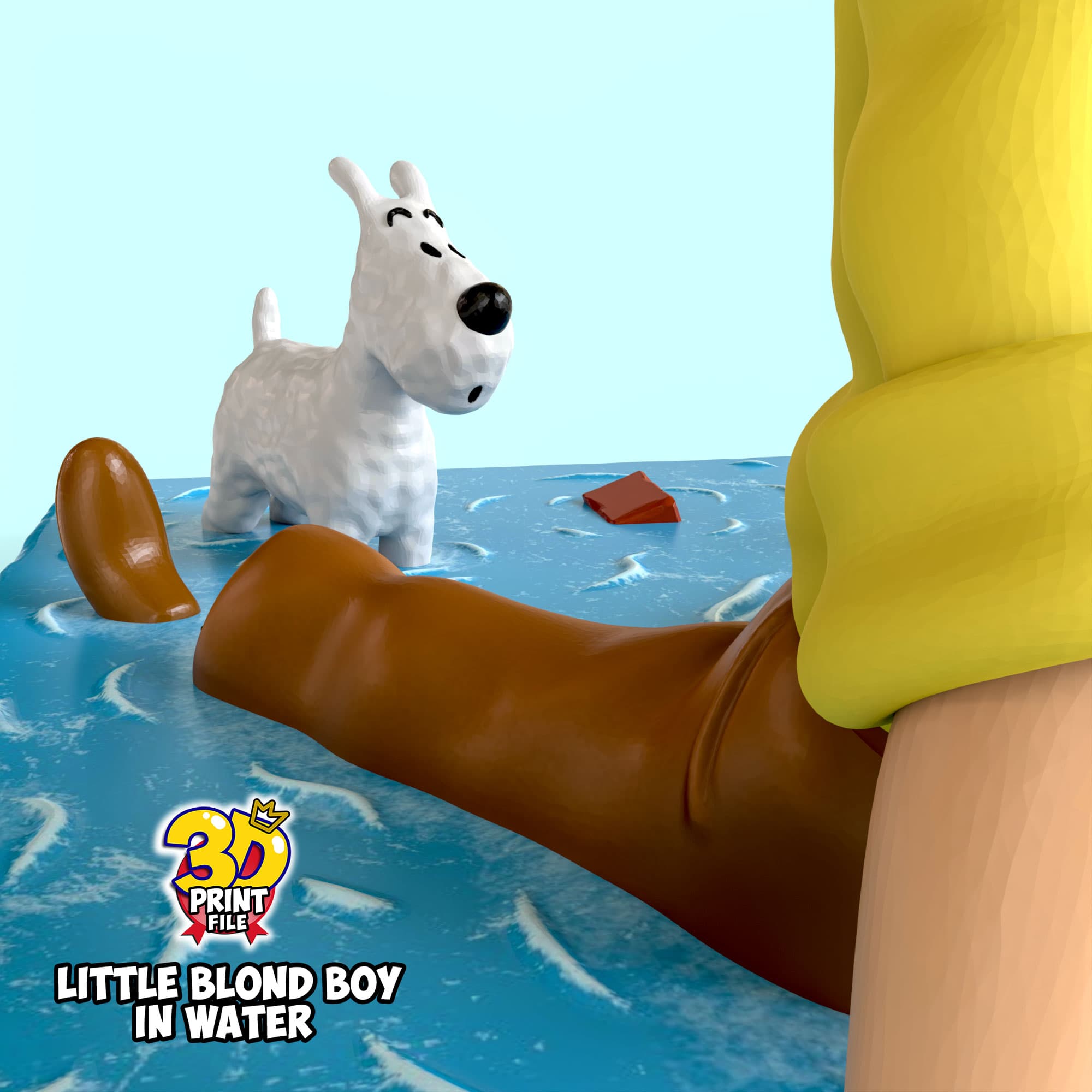 TinTin & milou in water 3d print model