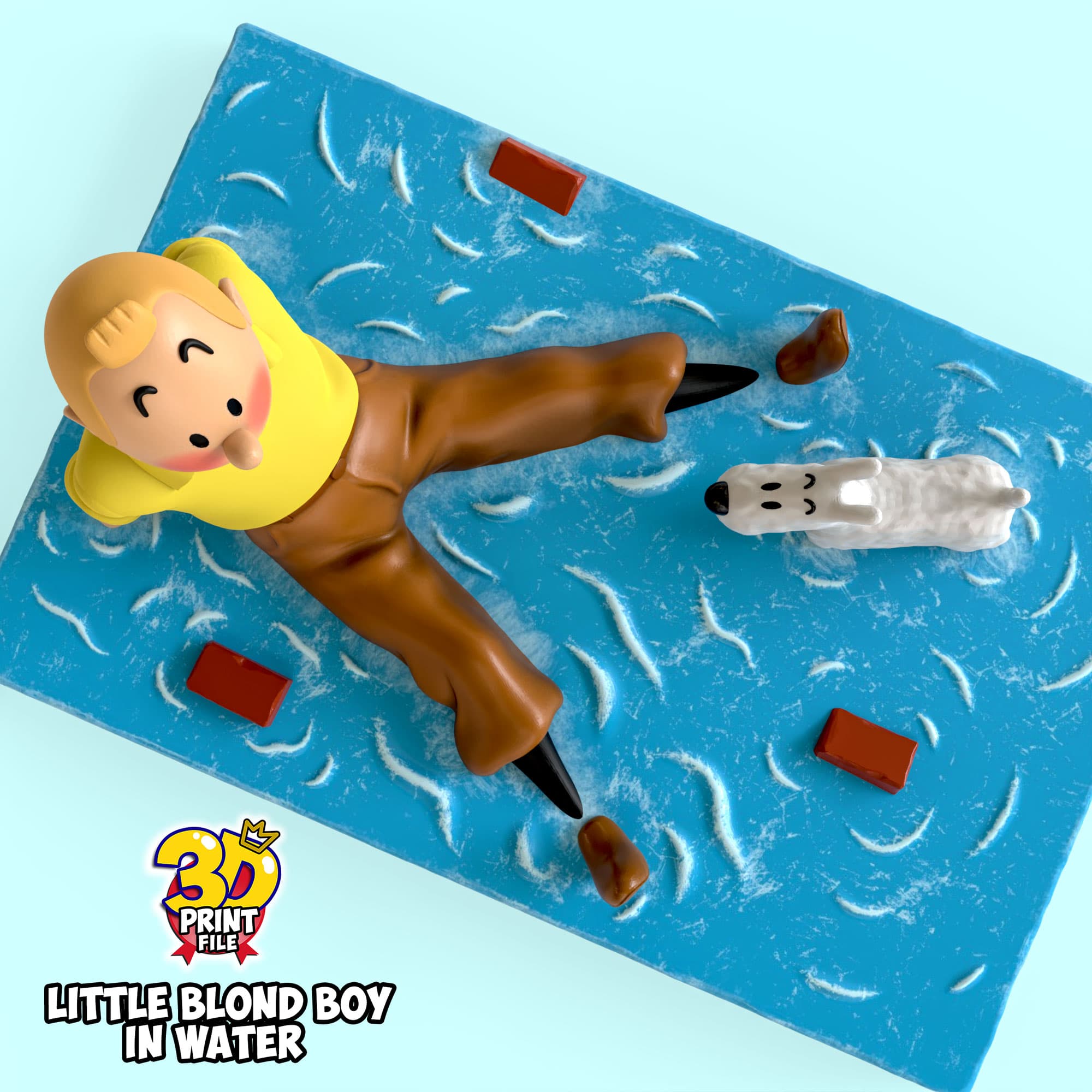 TinTin & milou in water 3d print model
