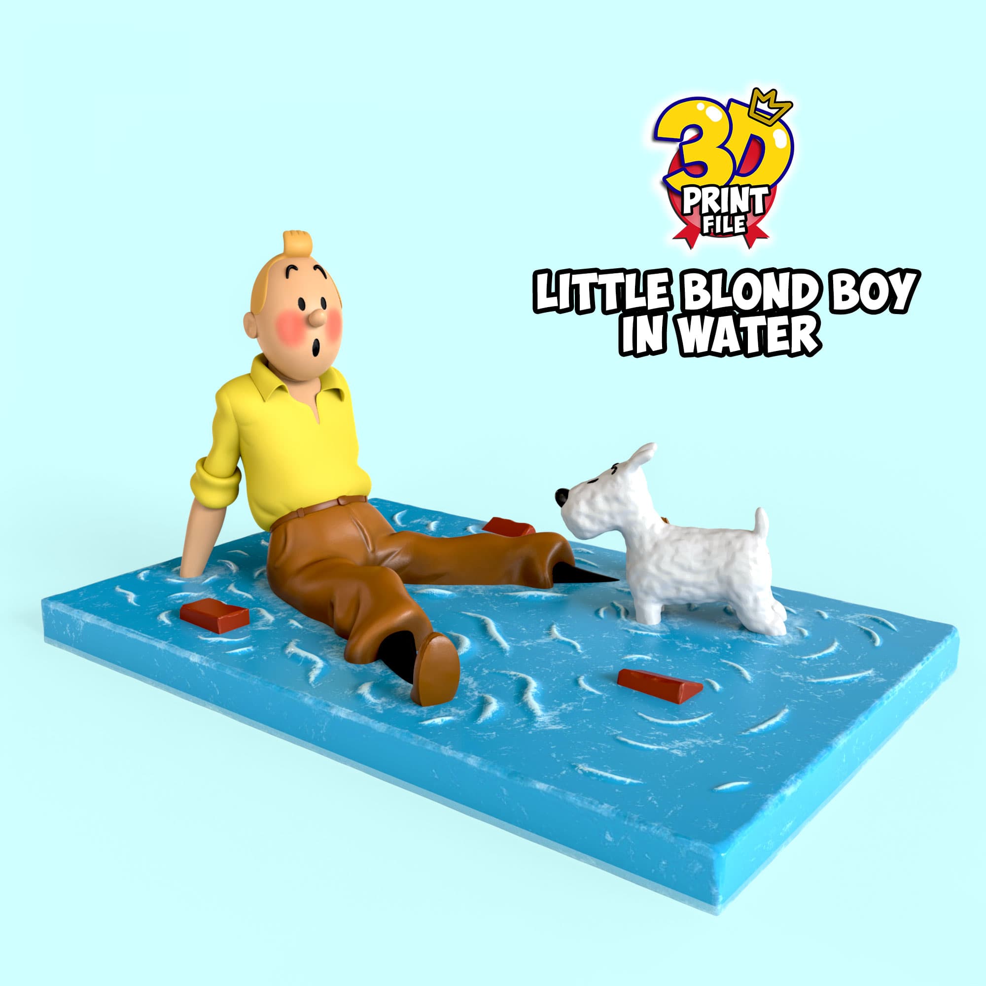 TinTin & milou in water 3d print model