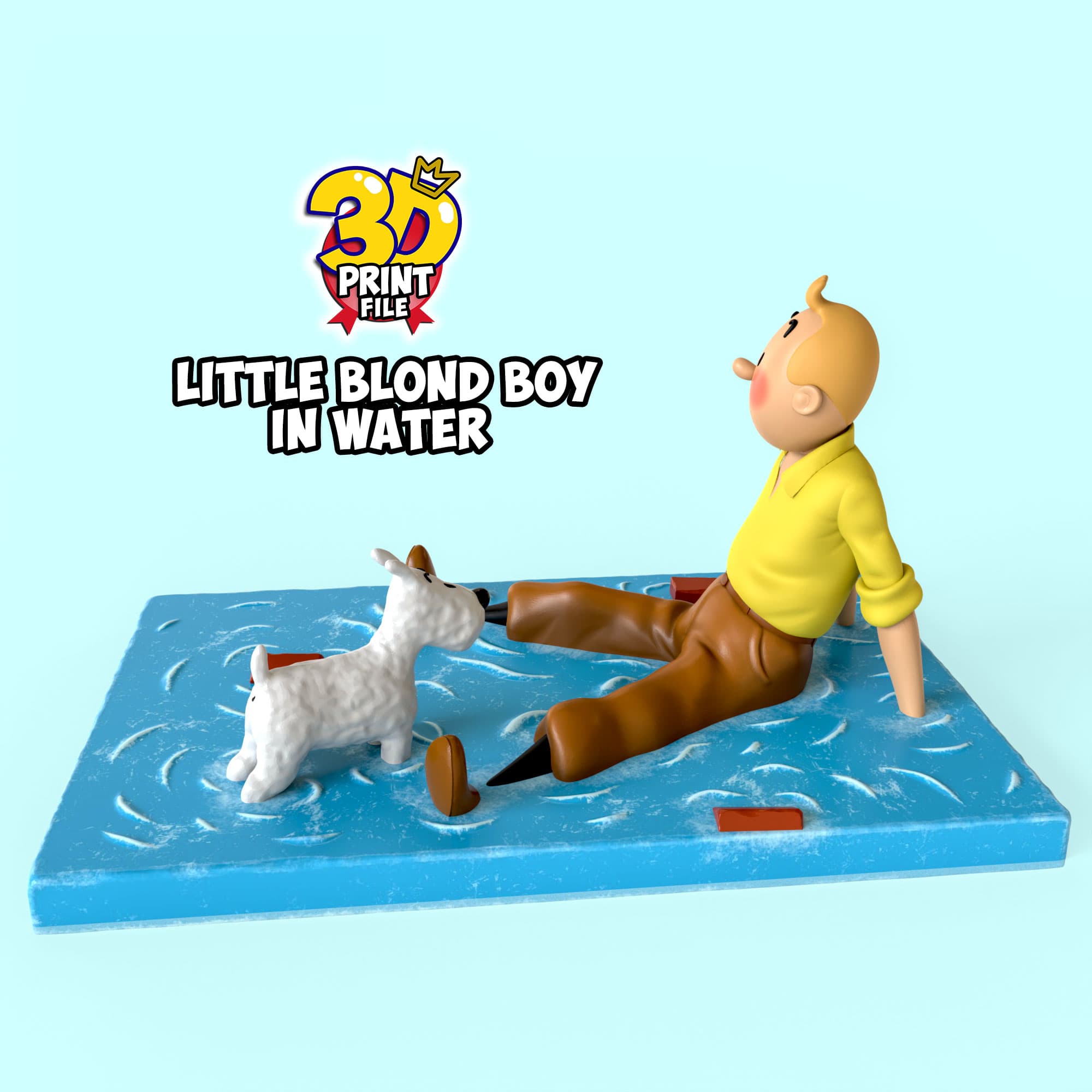 TinTin & milou in water 3d print model