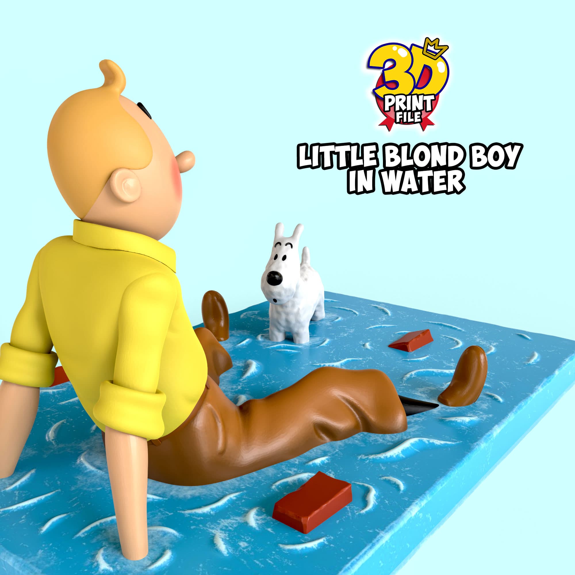 TinTin & milou in water 3d print model