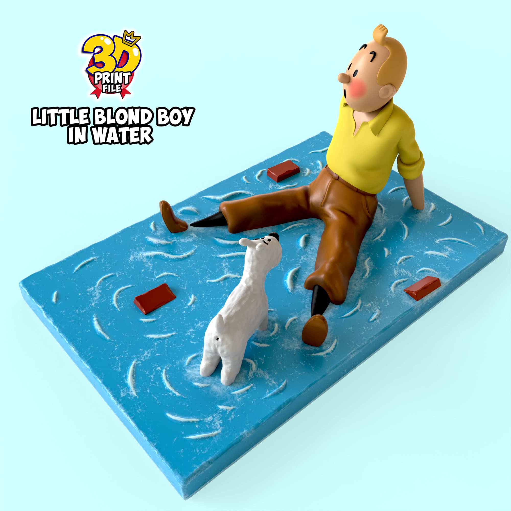 TinTin & milou in water 3d print model