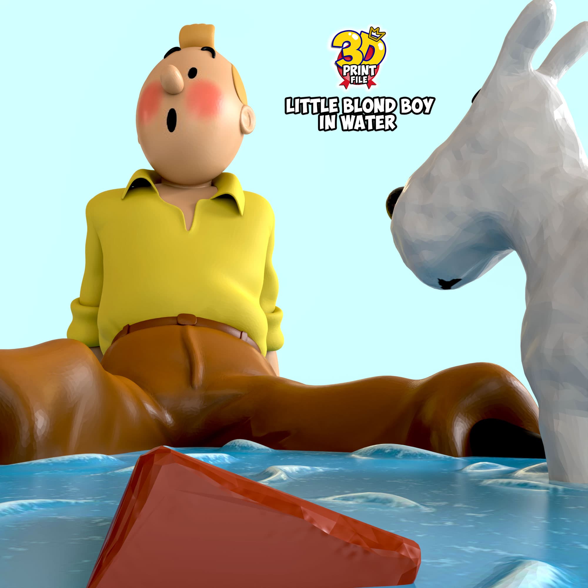 TinTin & milou in water 3d print model