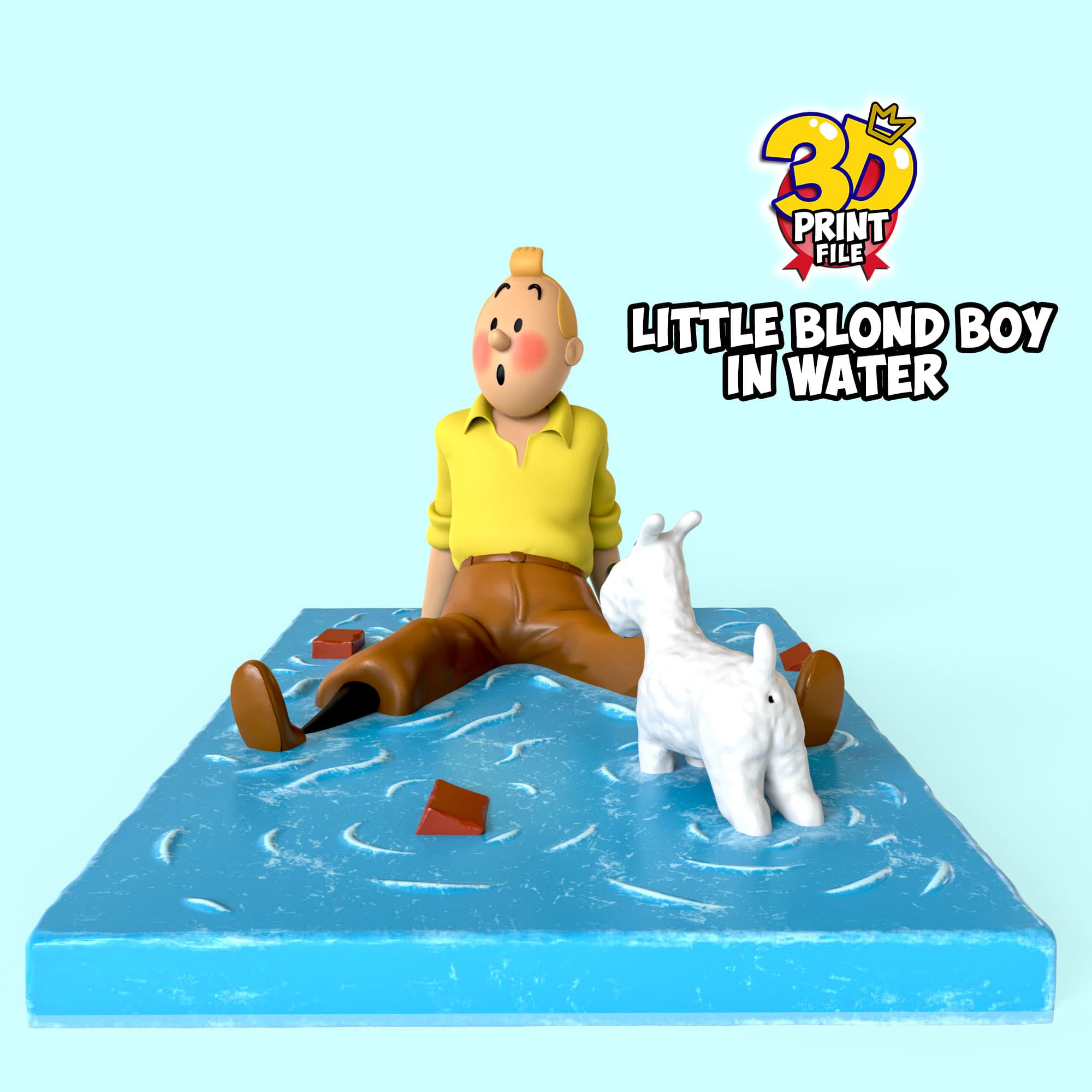 TinTin & milou in water 3d print model