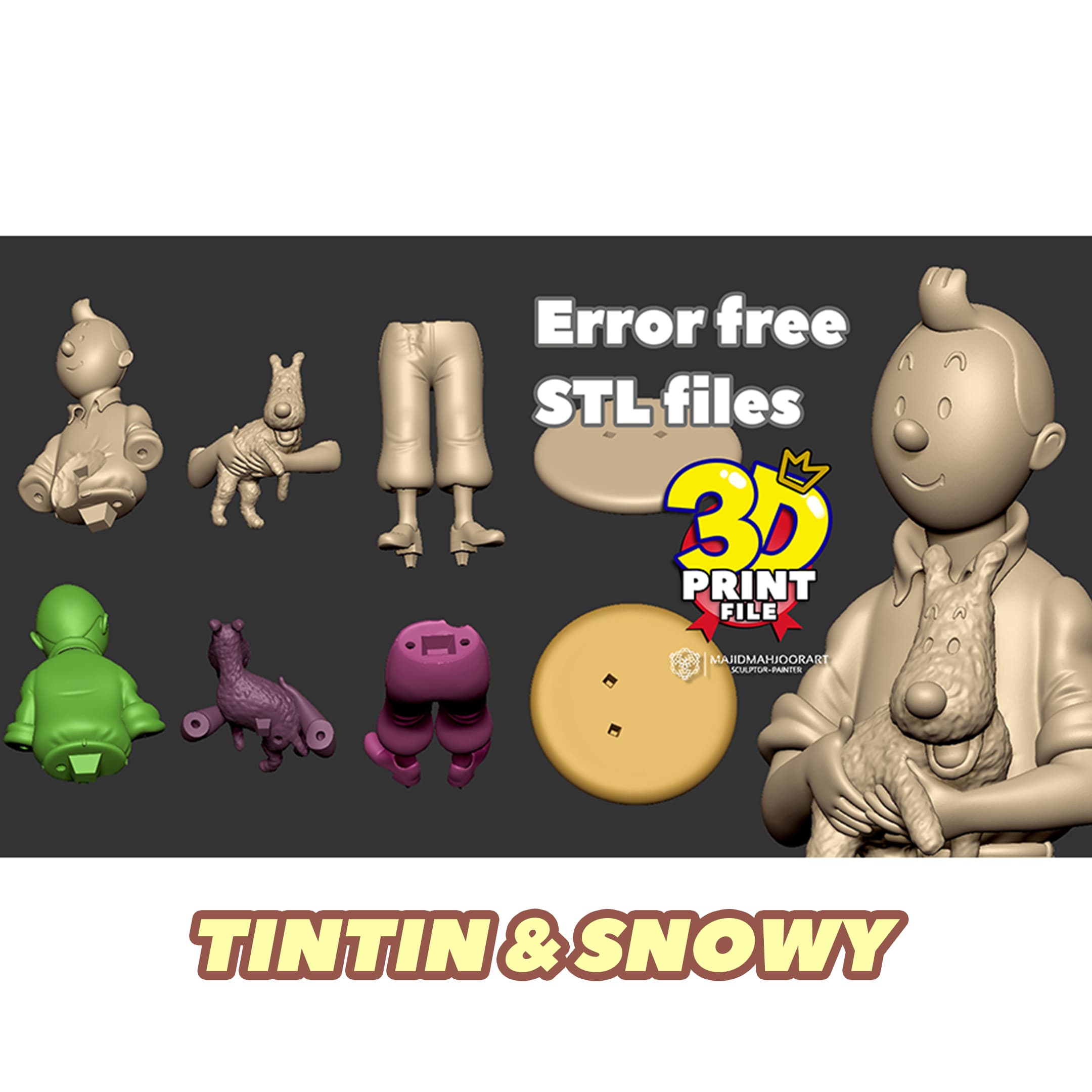 Tintin and Milou 3D printable figure