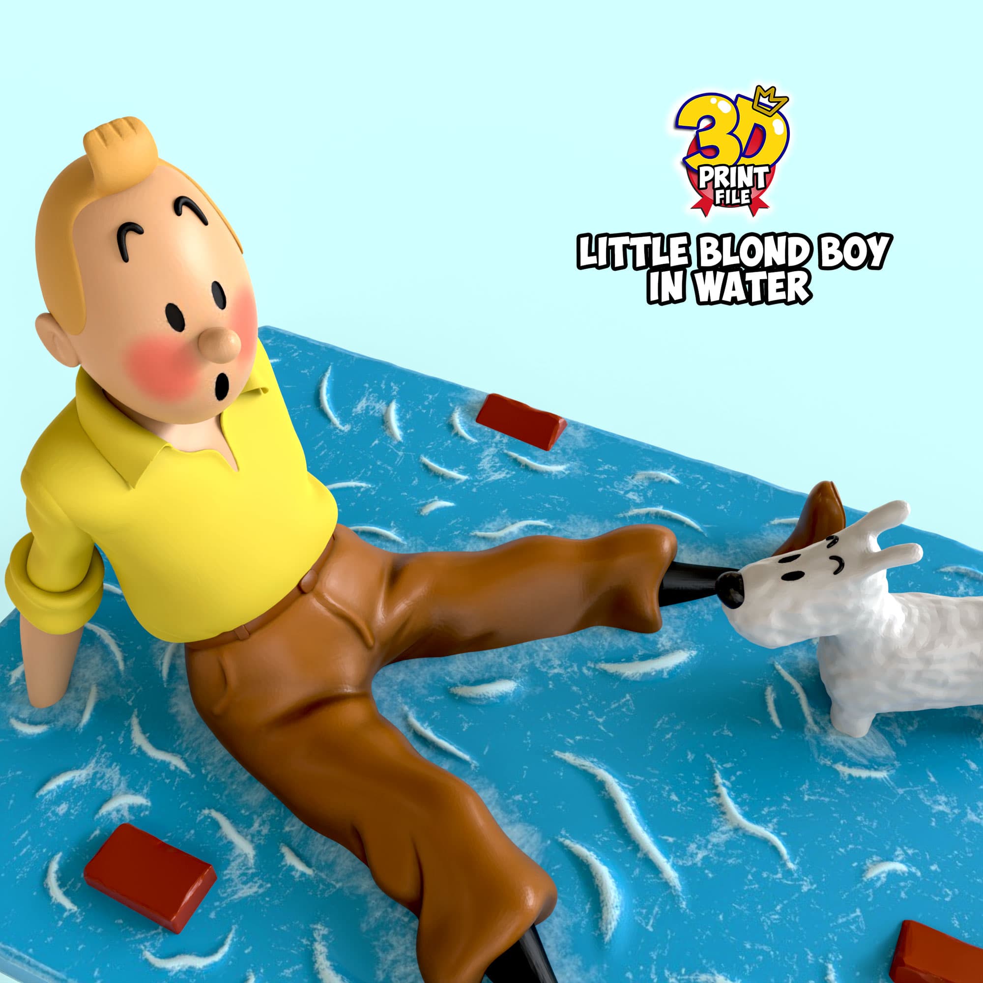 TinTin & milou in water 3d print model