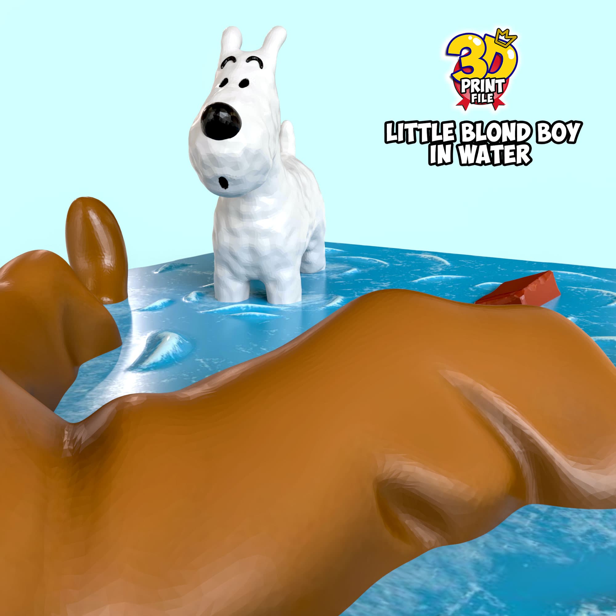 TinTin & milou in water 3d print model