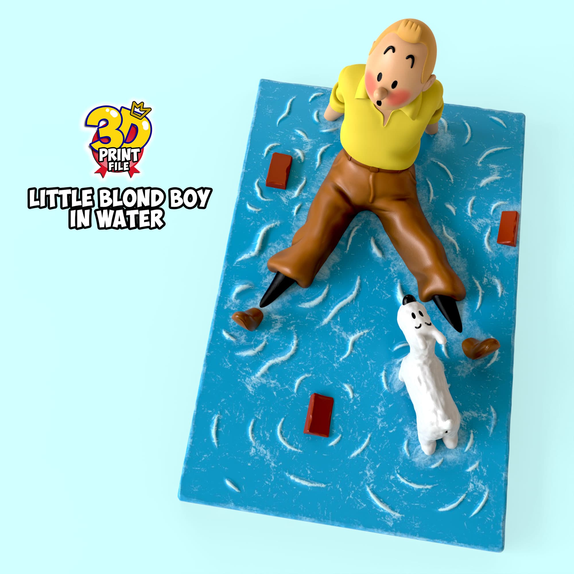 TinTin & milou in water 3d print model
