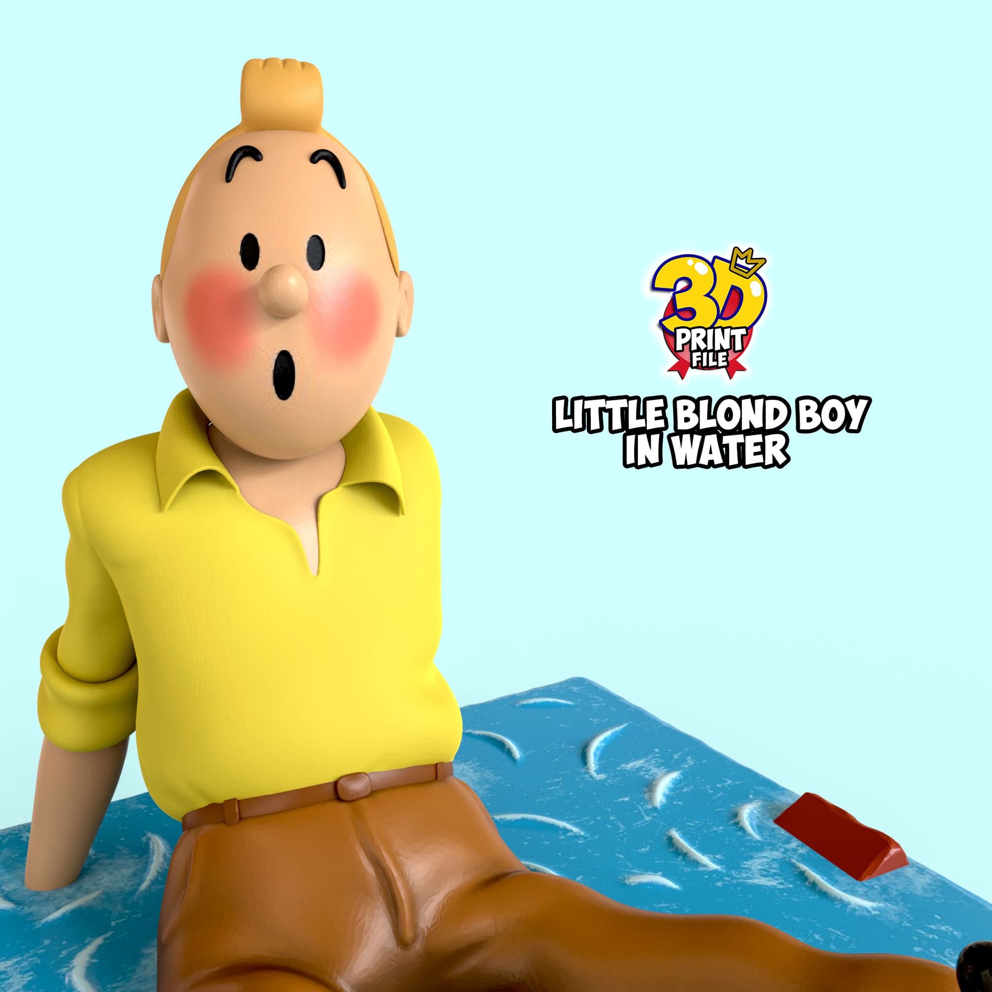 TinTin & milou in water 3d print model