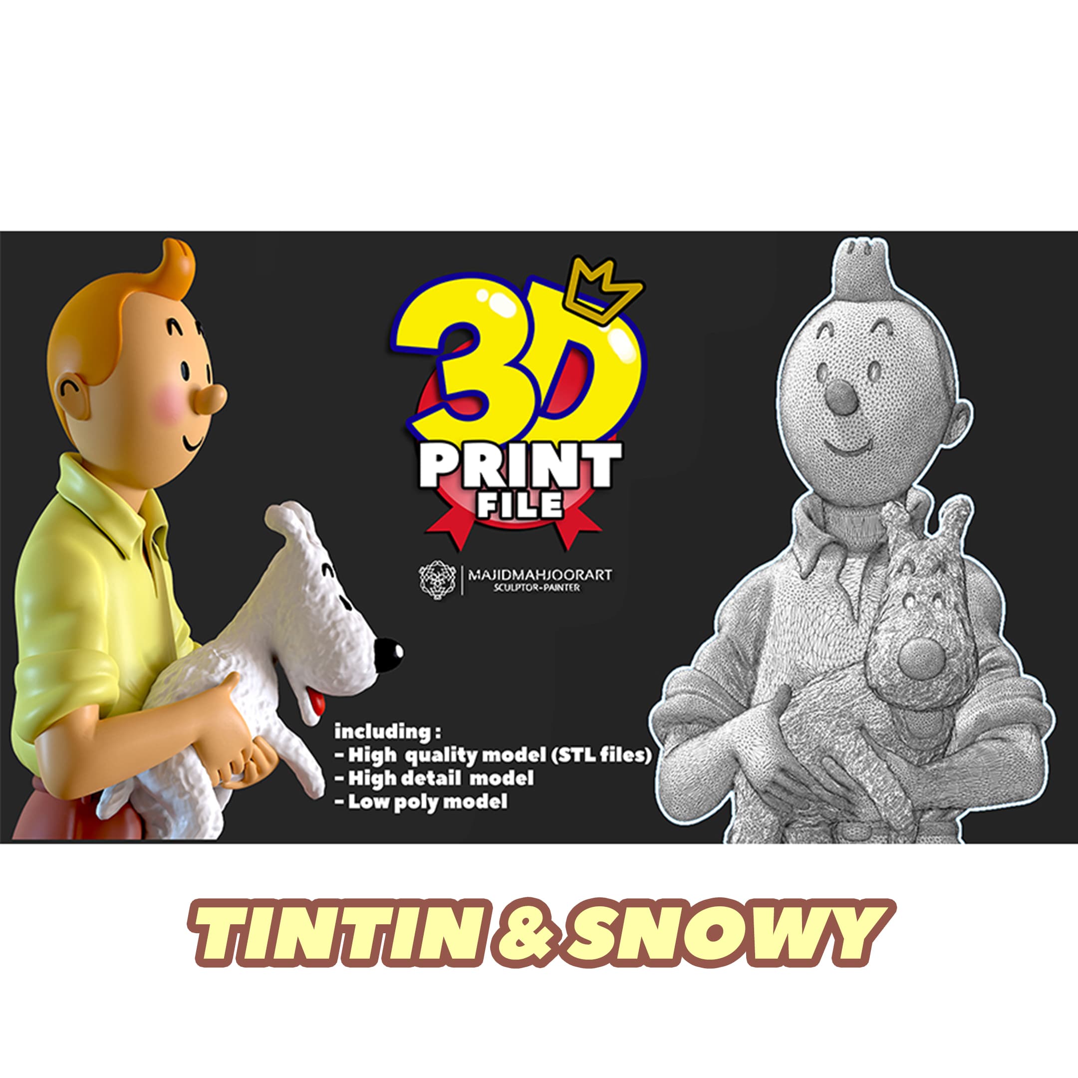 Tintin and Milou 3D printable figure