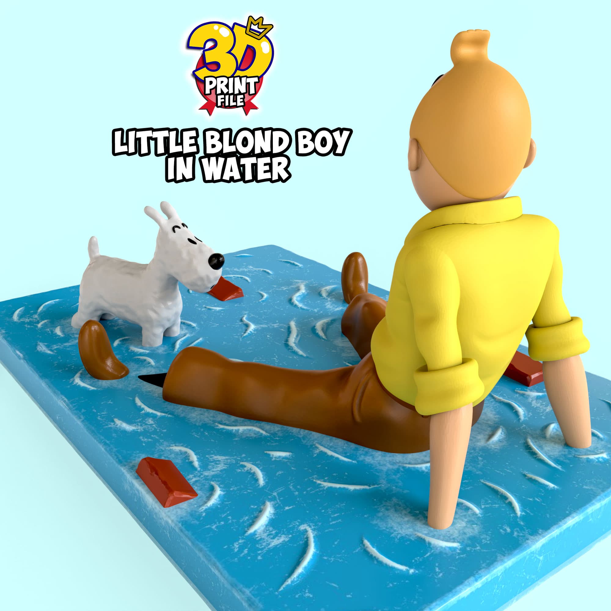 TinTin & milou in water 3d print model