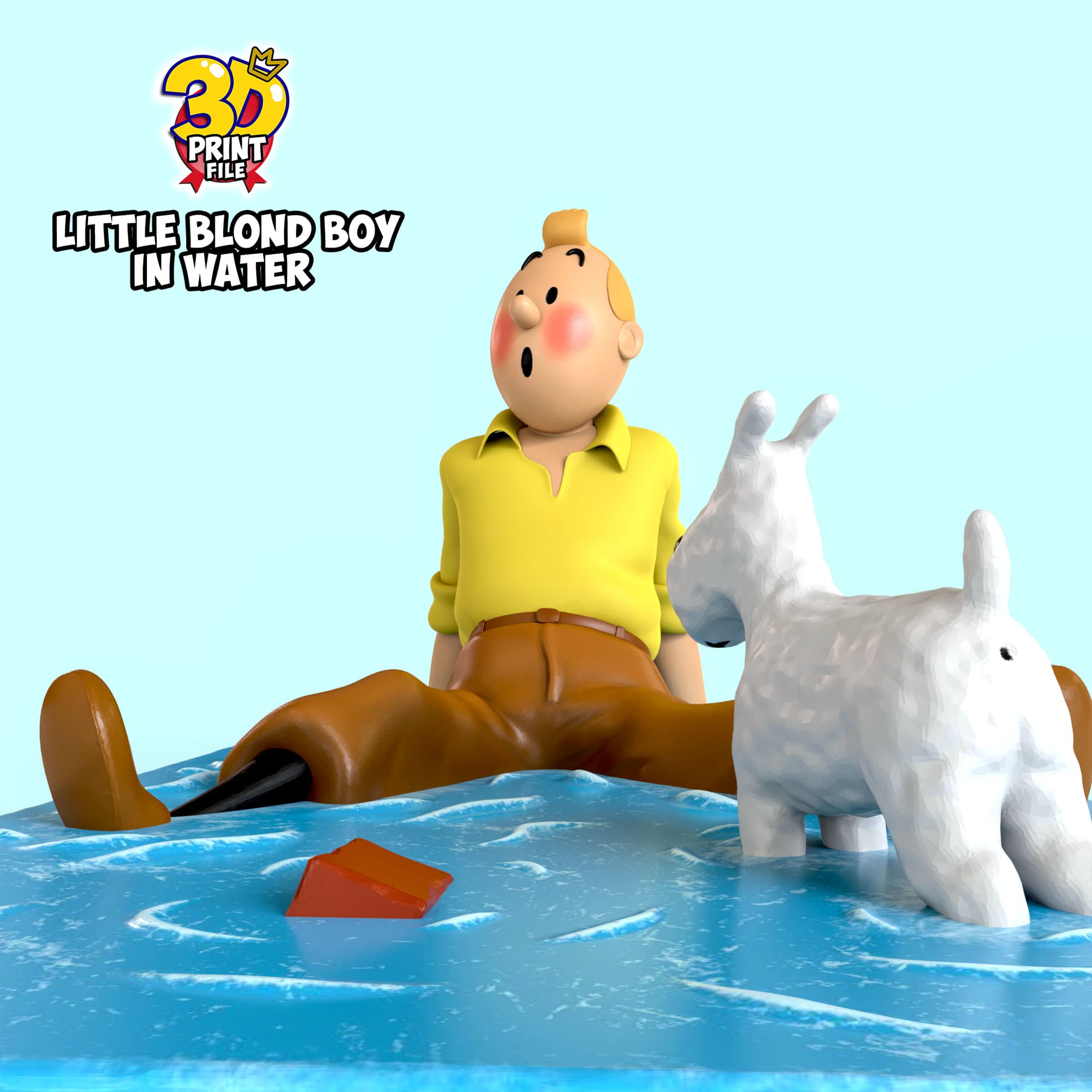 TinTin & milou in water 3d print model