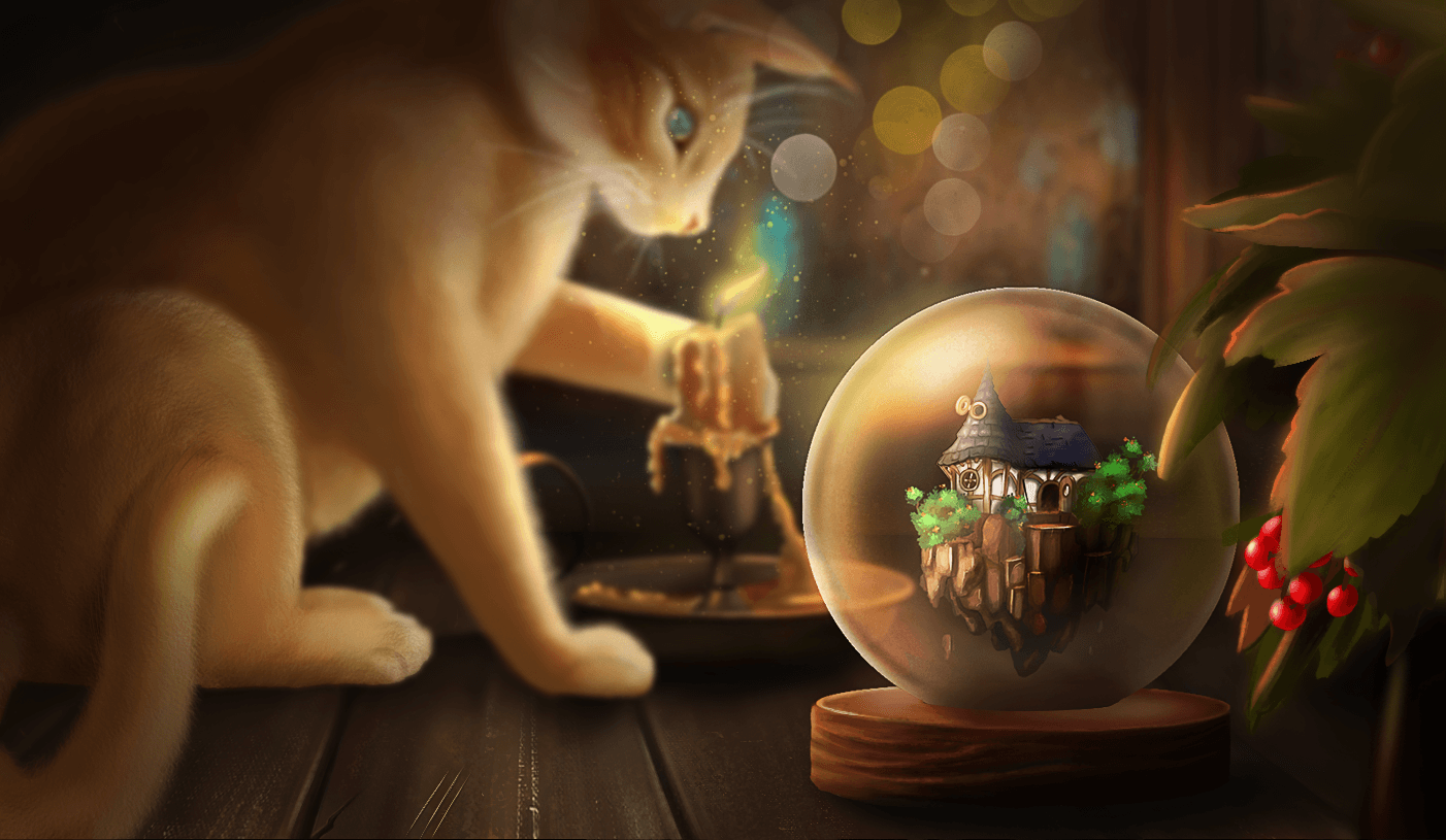 گربه و گوی جادویی