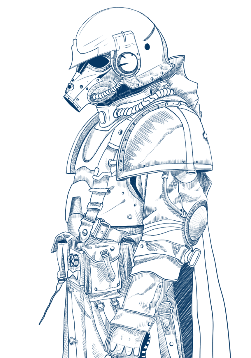 تمرین لاین‌آرت کاراکتر تکنو–شوالیه