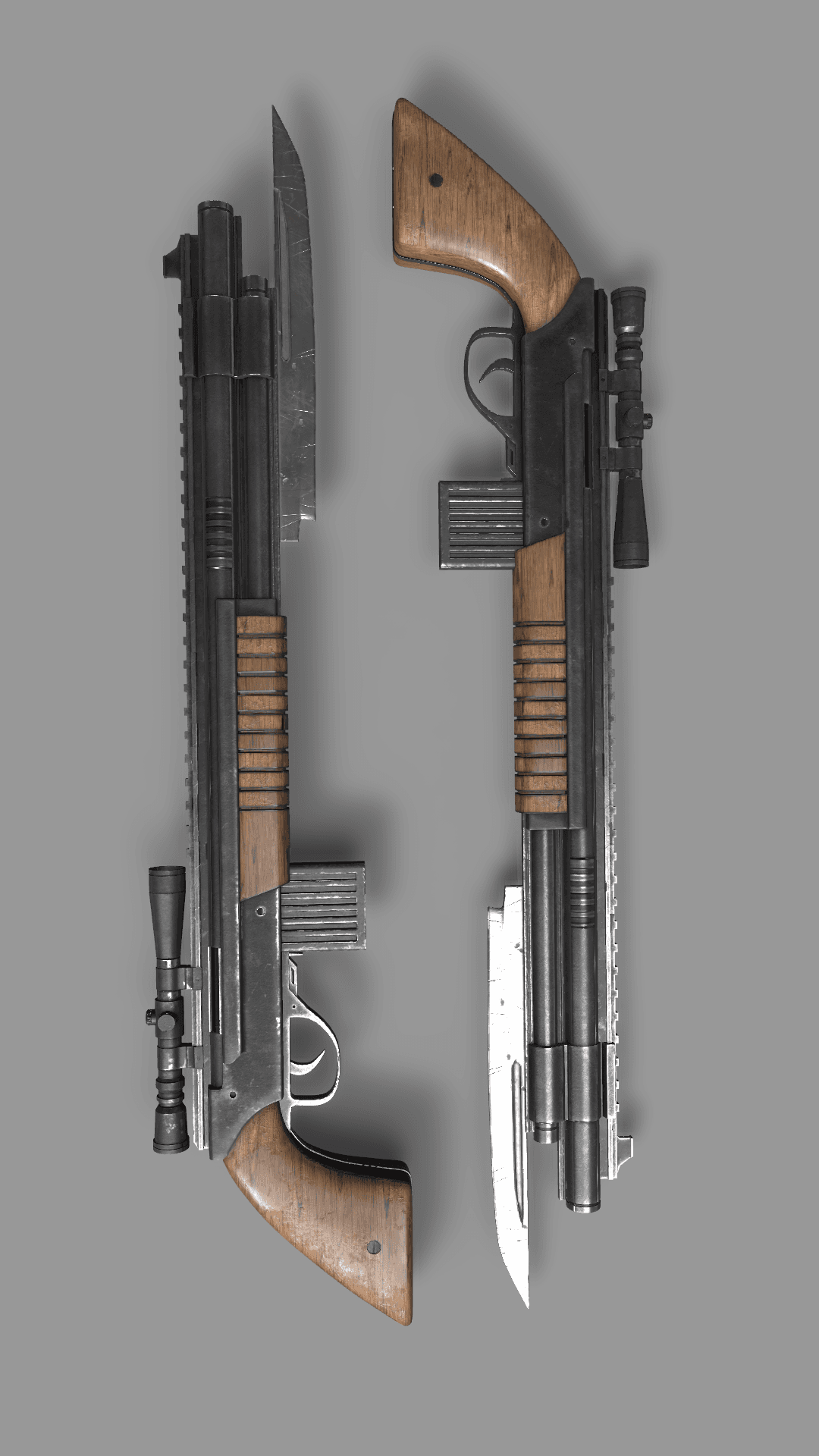 شاتگان تاکتیکال قدرتمند با دوربین و تیغه جلو (3D Weapon)