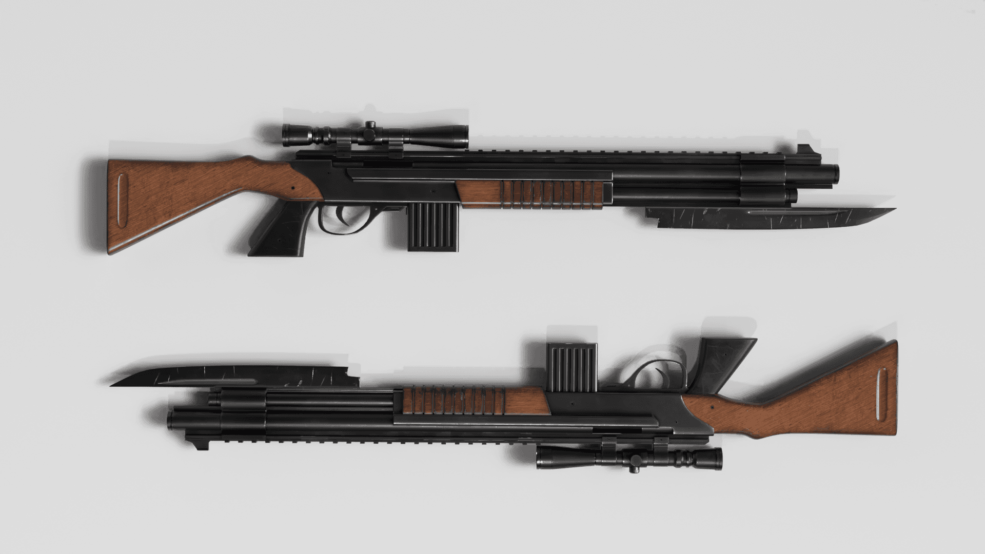 شاتگان تاکتیکال قدرتمند با دوربین و تیغه جلو (3D Weapon)