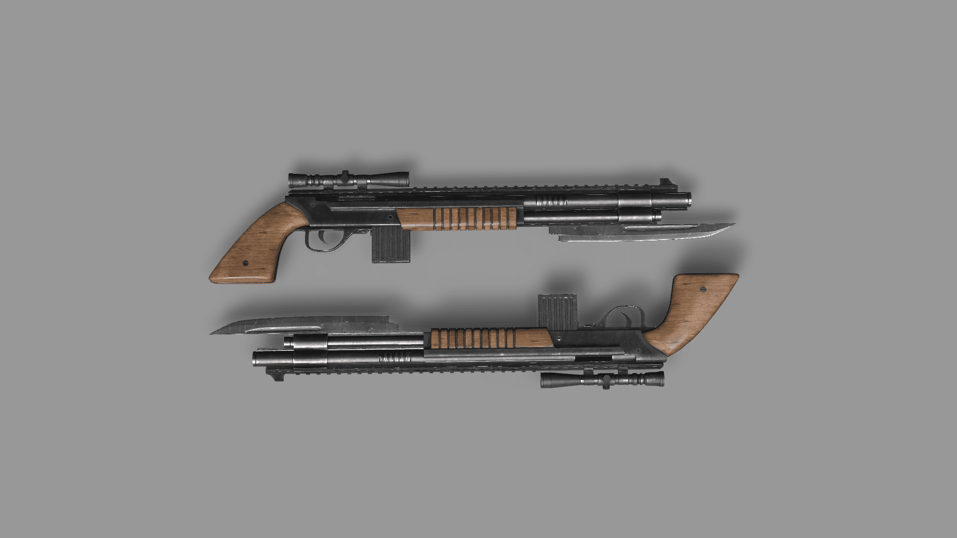 شاتگان تاکتیکال قدرتمند با دوربین و تیغه جلو (3D Weapon)