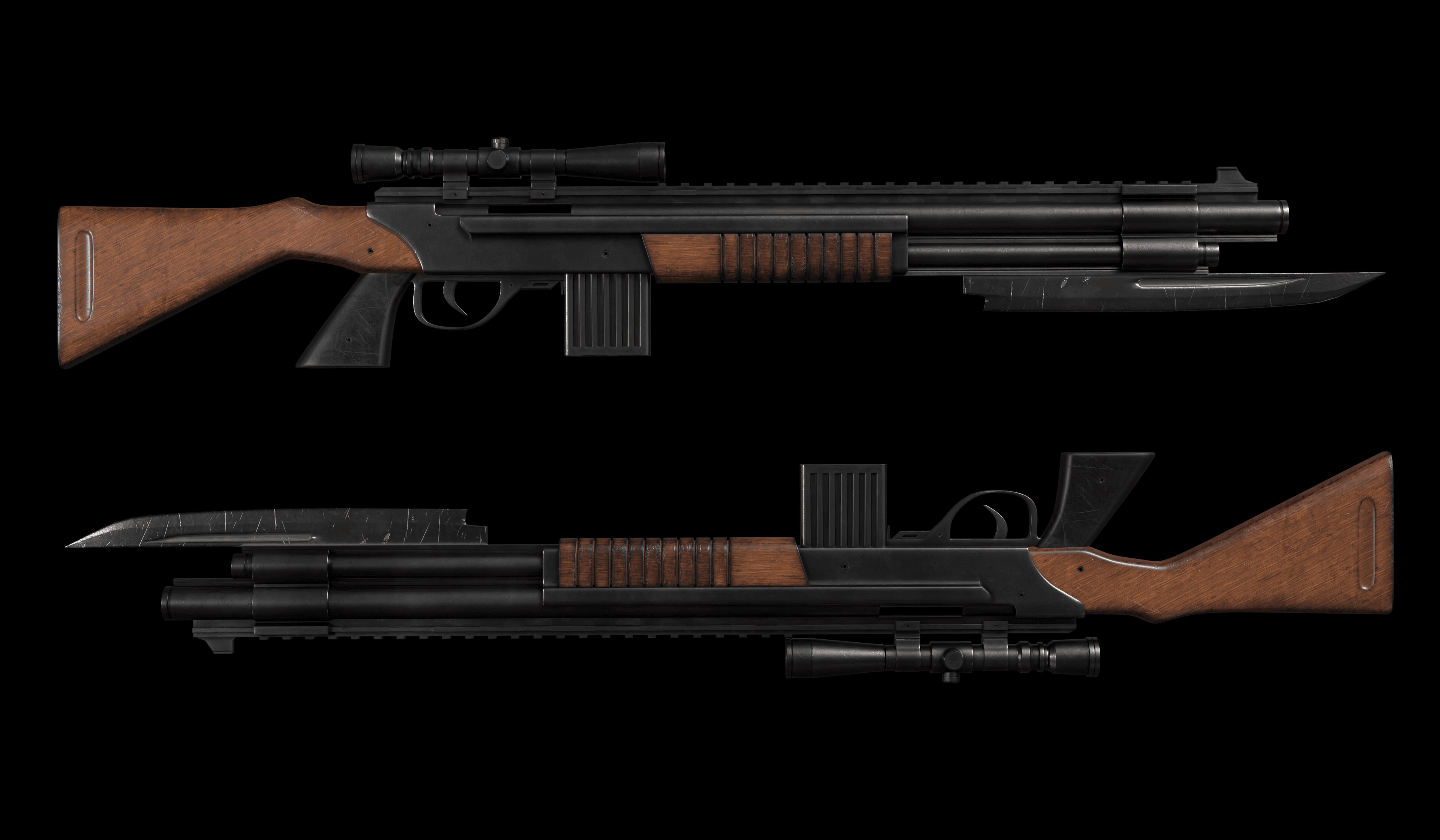 شاتگان تاکتیکال قدرتمند با دوربین و تیغه جلو (3D Weapon)