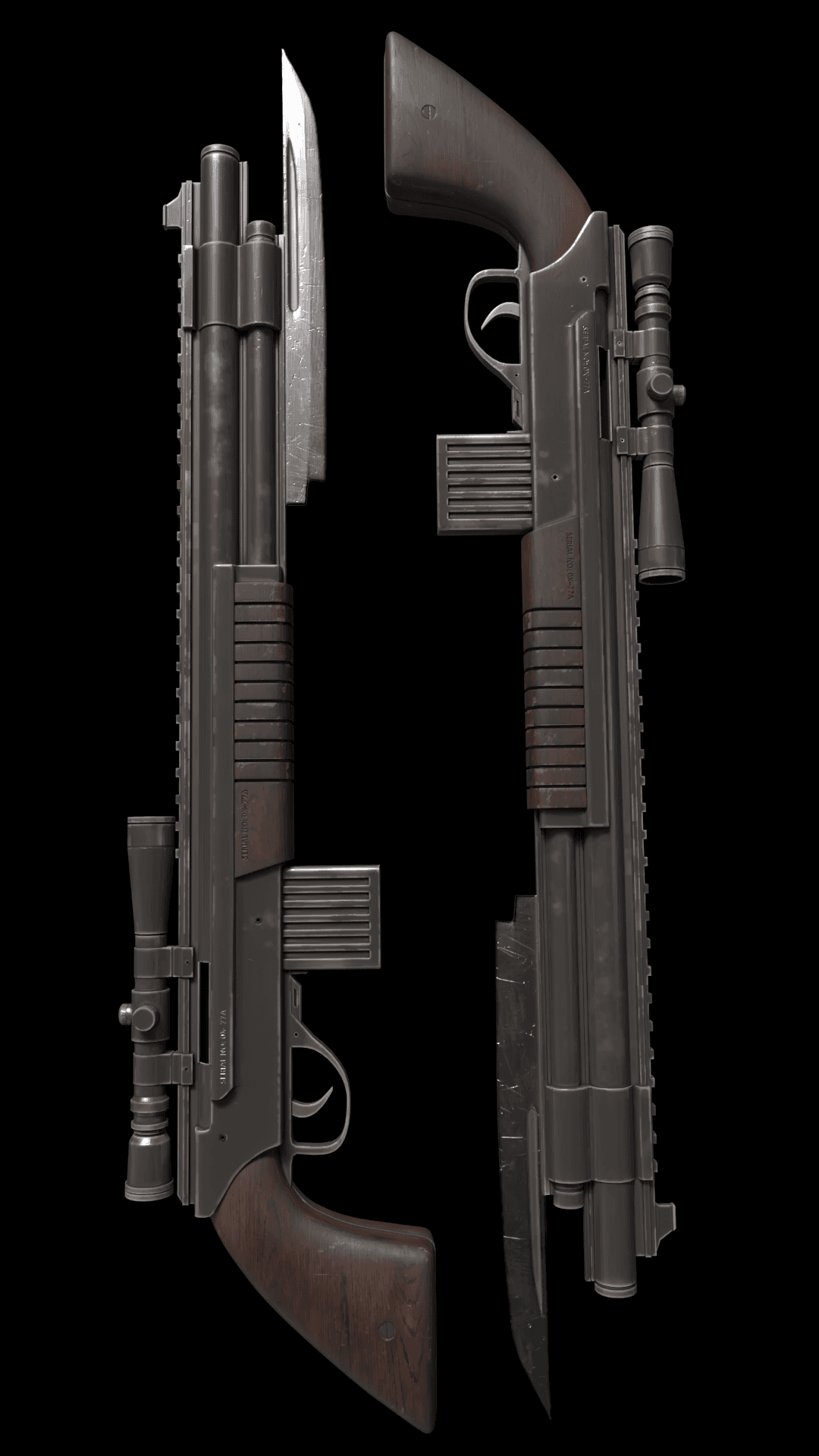 شاتگان تاکتیکال قدرتمند با دوربین و تیغه جلو (3D Weapon)