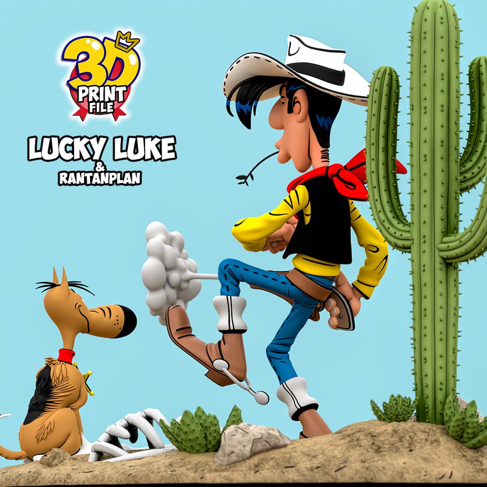 Lucky Luke & Rantanplan 3D Diorama - Free size