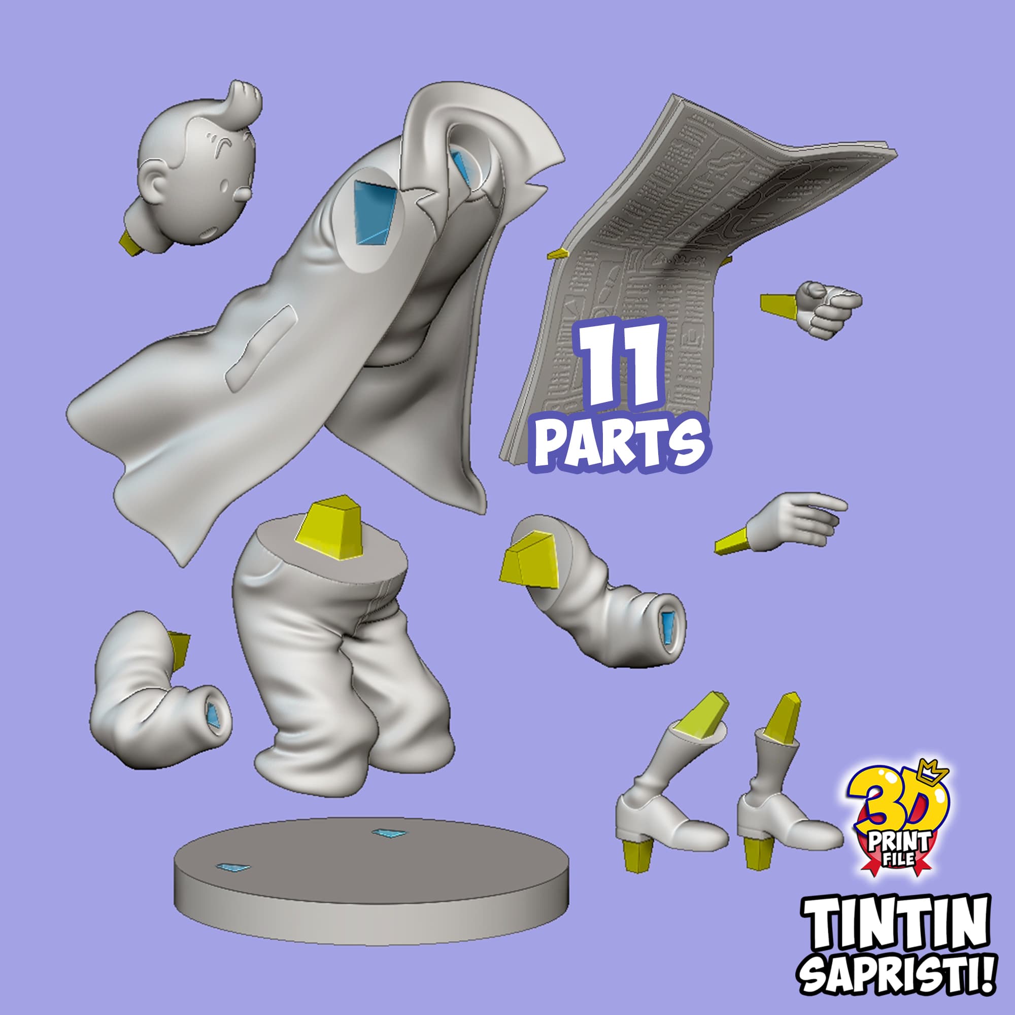 TINTIN sapristi ! with newspaper - 3D print ready model