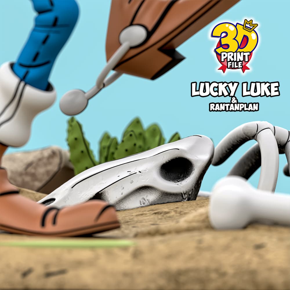 Lucky Luke & Rantanplan 3D Diorama - Free size