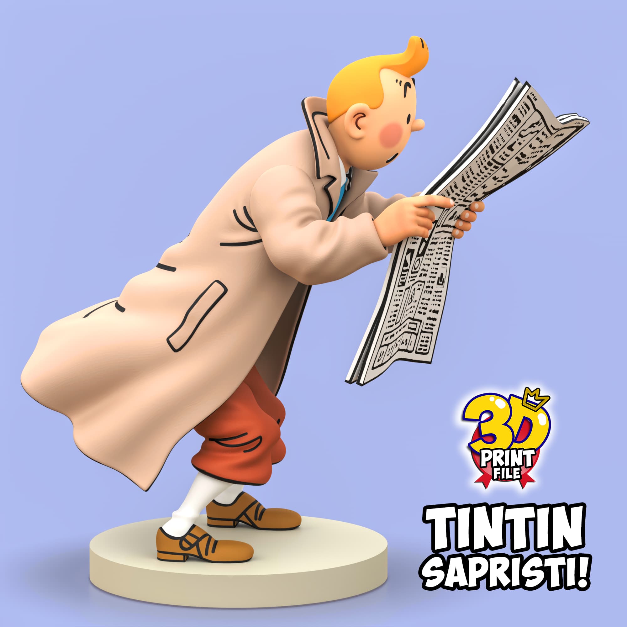 TINTIN sapristi ! with newspaper - 3D print ready model