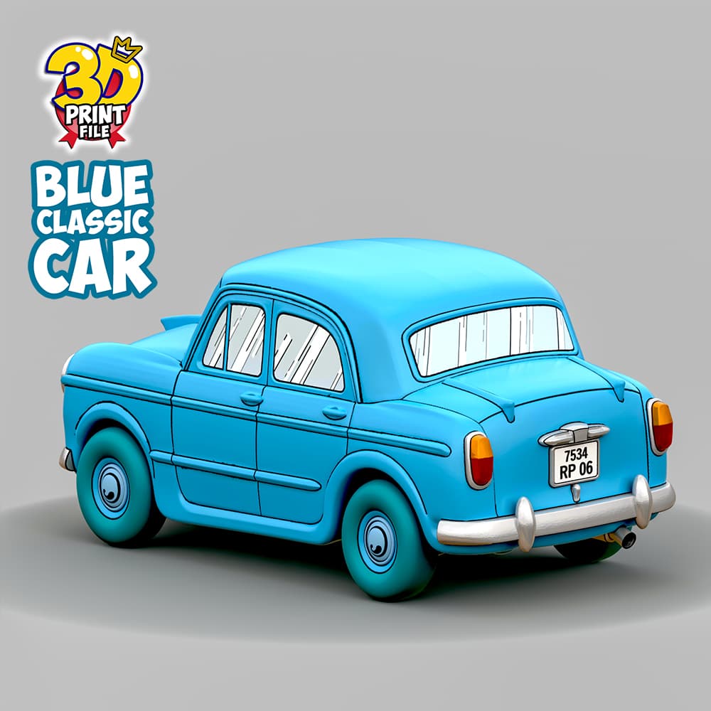 Blue Classic Car 3d print ready model from Sapristi Diorama