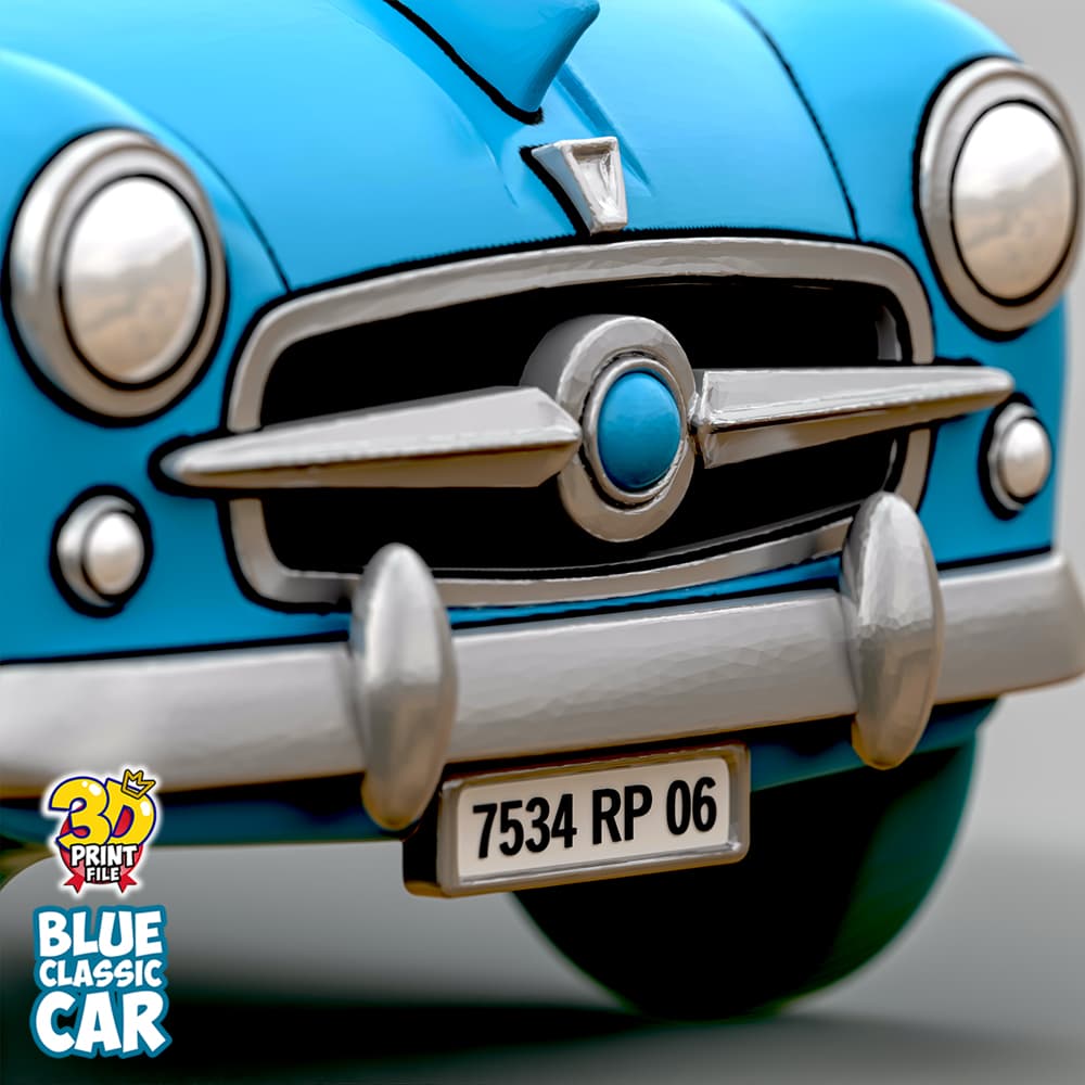 Blue Classic Car 3d print ready model from Sapristi Diorama