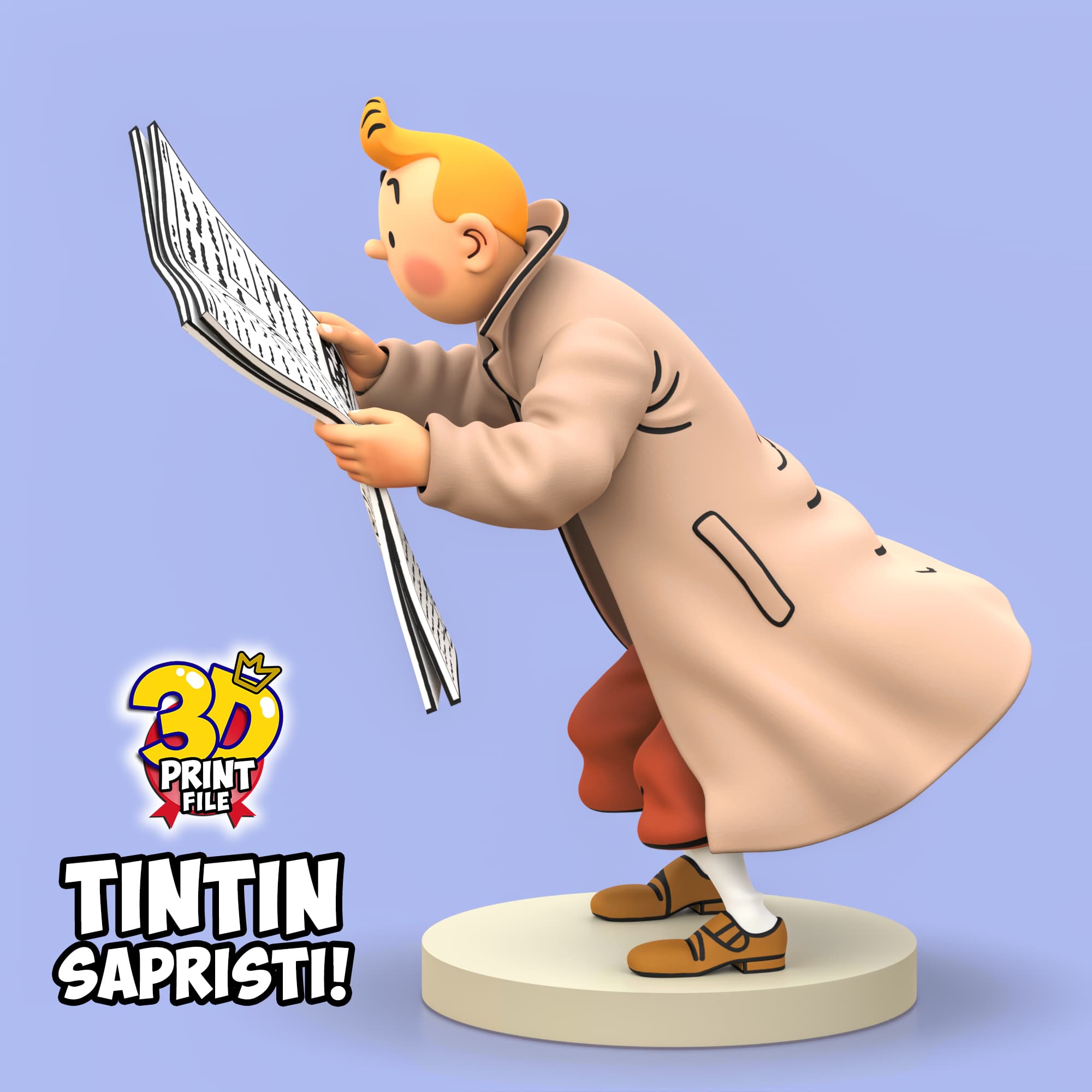 TINTIN sapristi ! with newspaper - 3D print ready model