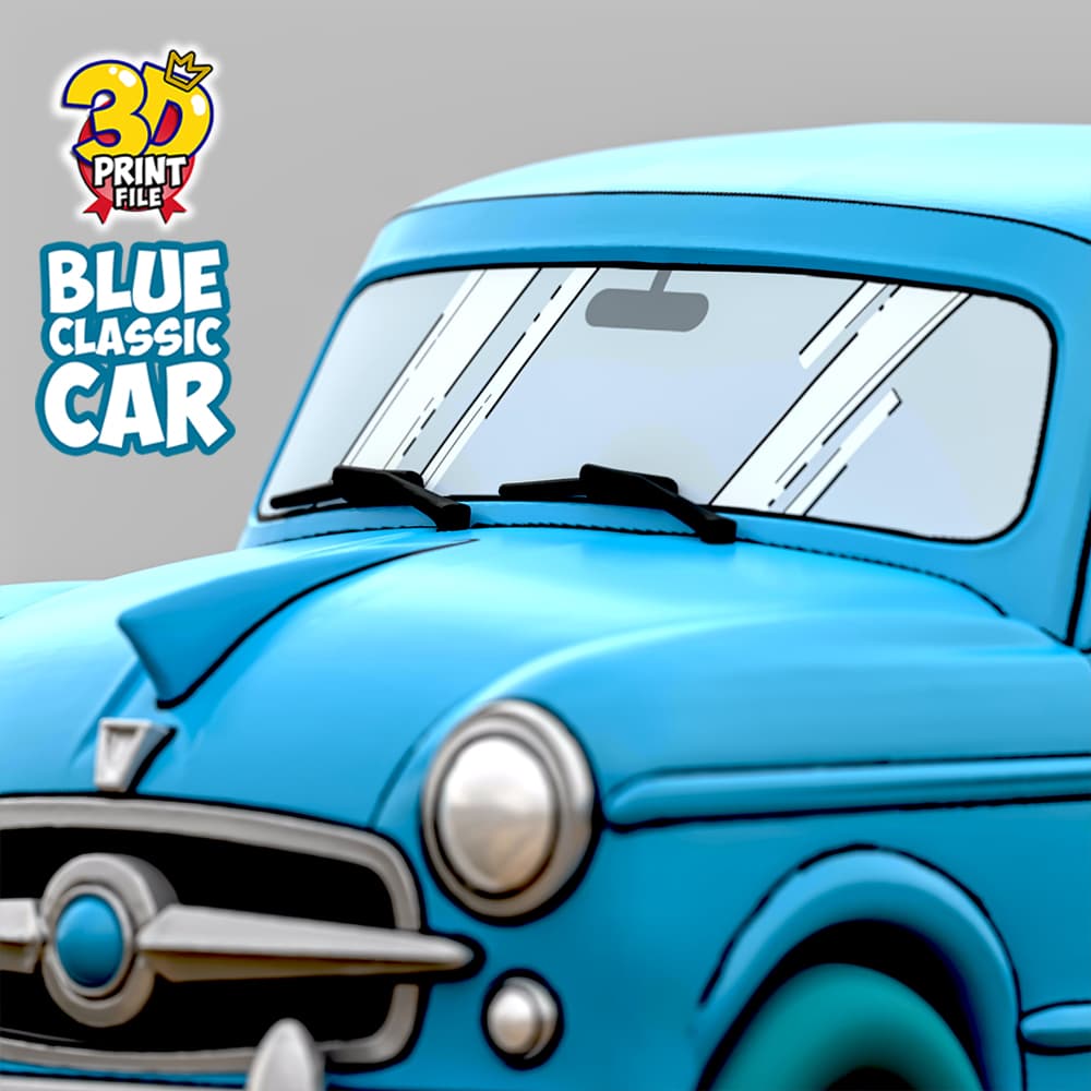 Blue Classic Car 3d print ready model from Sapristi Diorama