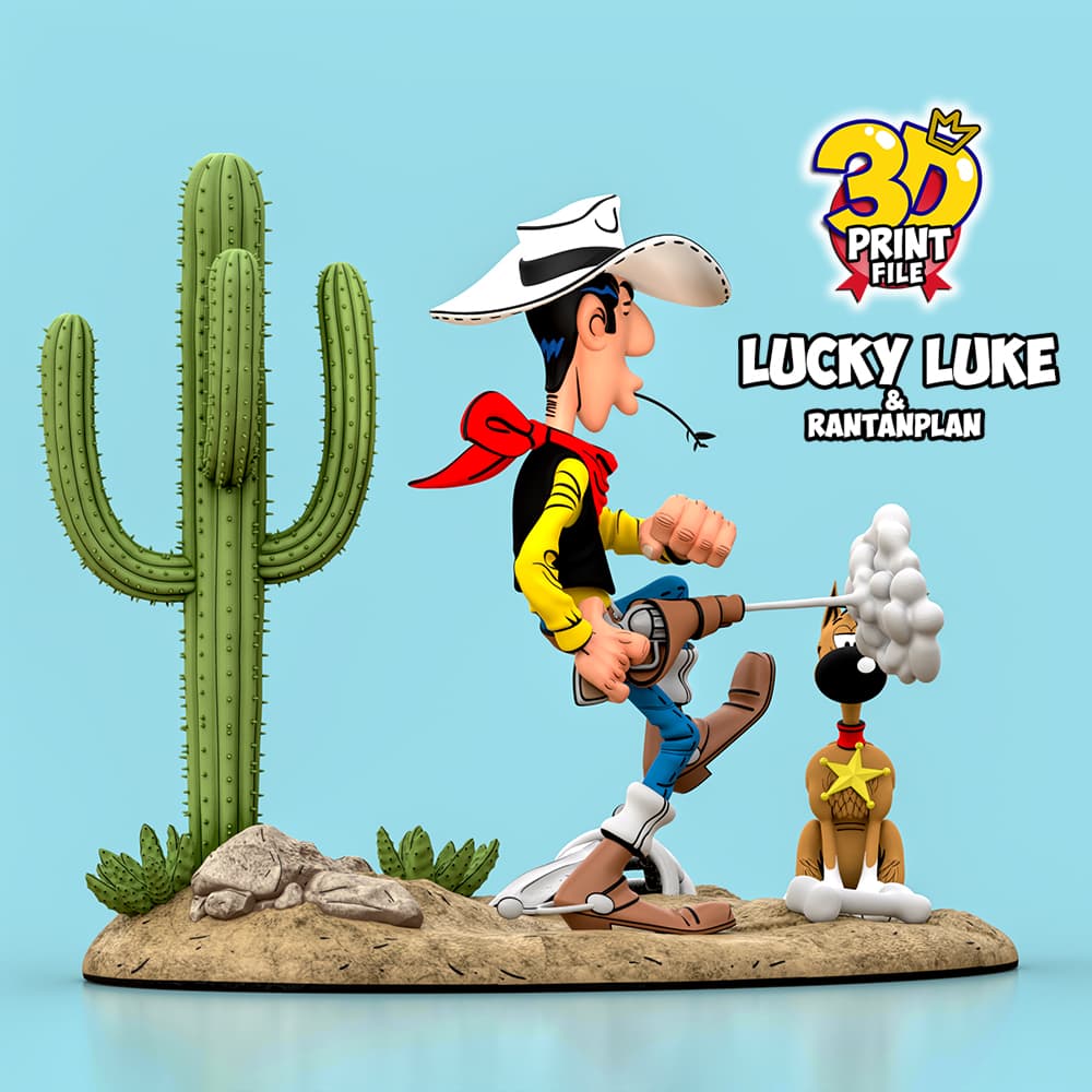 Lucky Luke & Rantanplan 3D Diorama - Free size