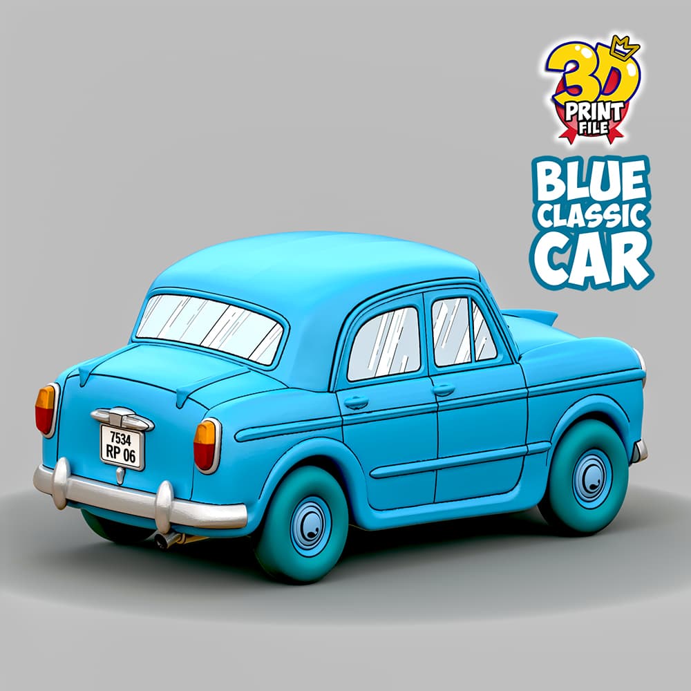 Blue Classic Car 3d print ready model from Sapristi Diorama