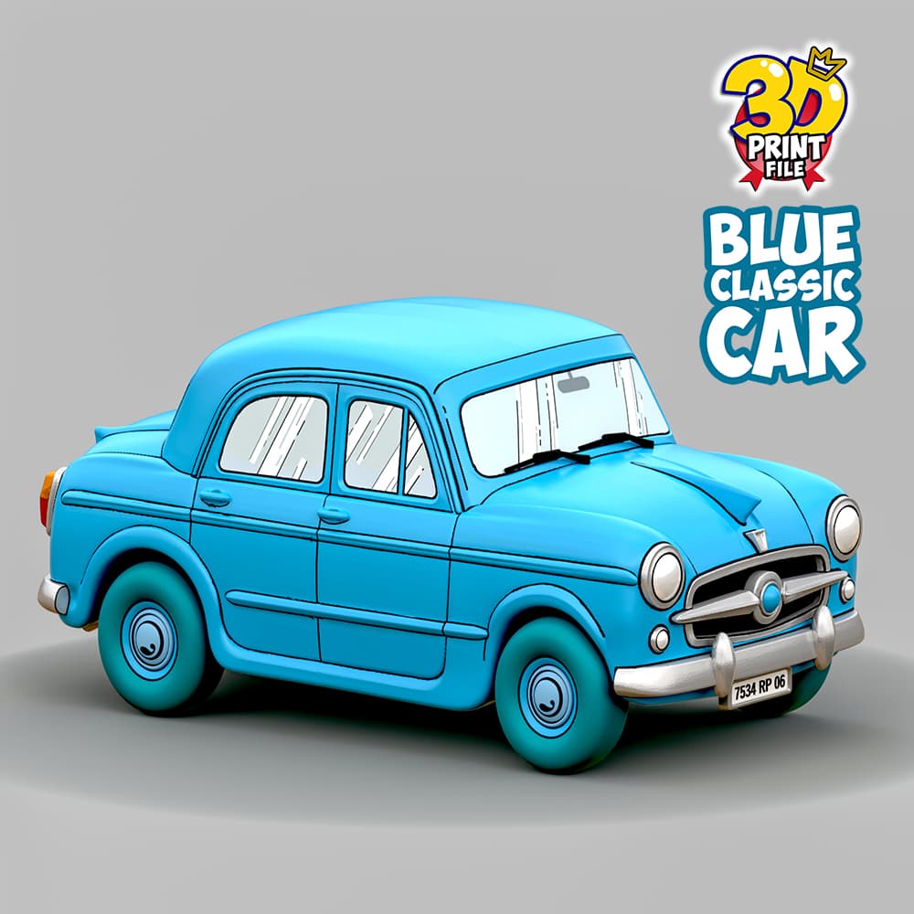 Blue Classic Car 3d print ready model from Sapristi Diorama