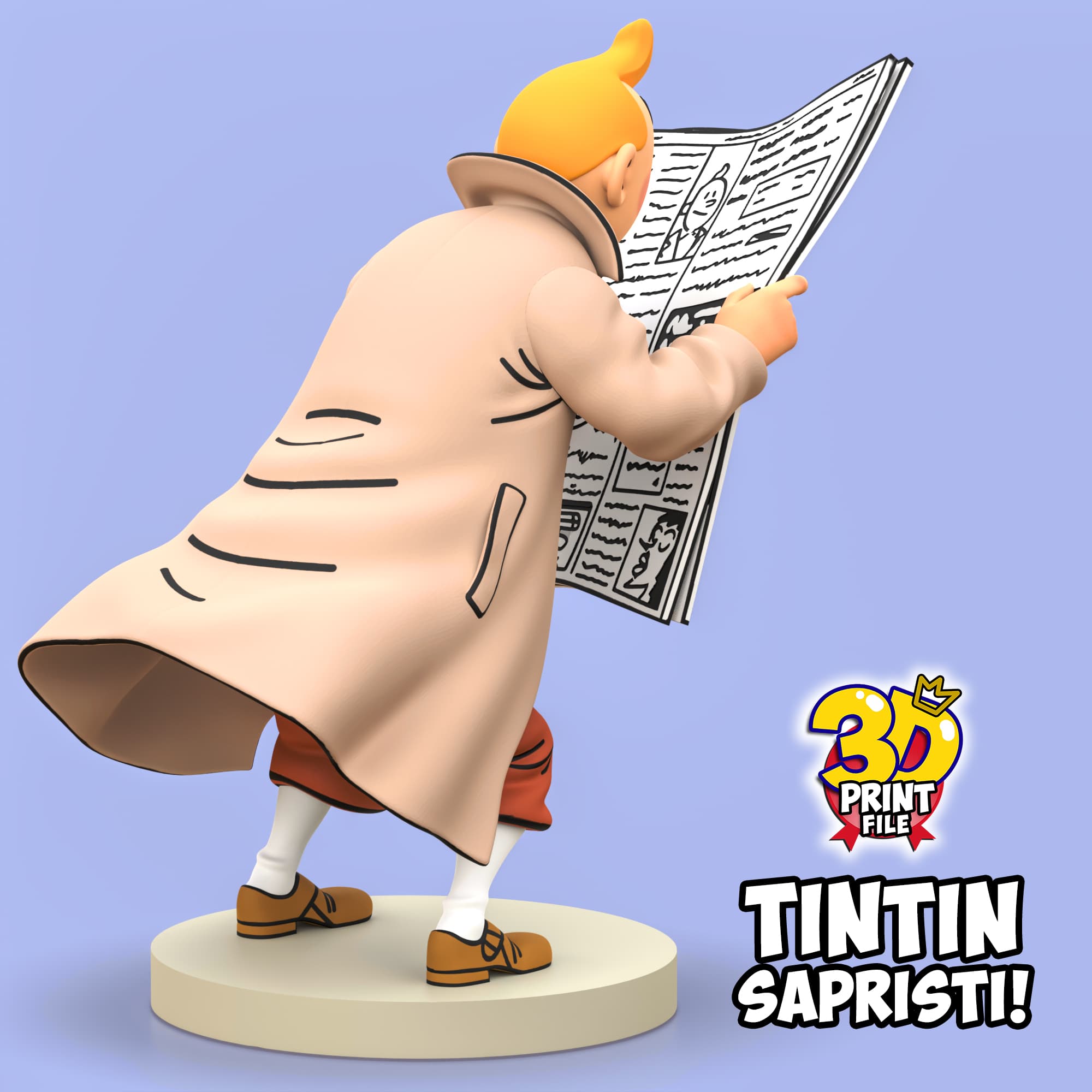 TINTIN sapristi ! with newspaper - 3D print ready model